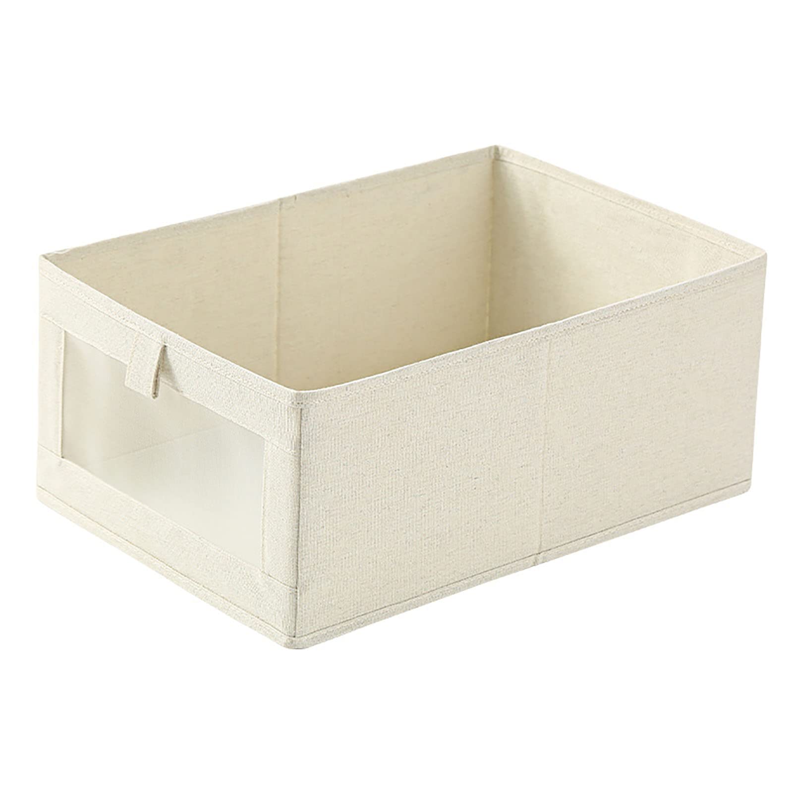 YYGZSUN Foldable Cotton Linen Storage Baskets - 4-Piece Set for Clothes, Toys & Office Supplies | Drawer Organizer Bin | Large Size for Home, Nursery & Office Organization
