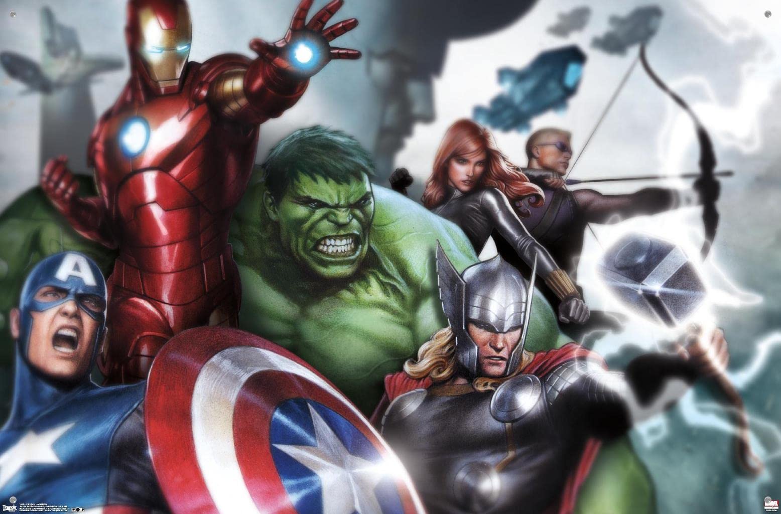 Marvel Avengers Assemble Wall Poster with Push Pins - MCU Superhero Decor for Bedroom, Office & Game Room