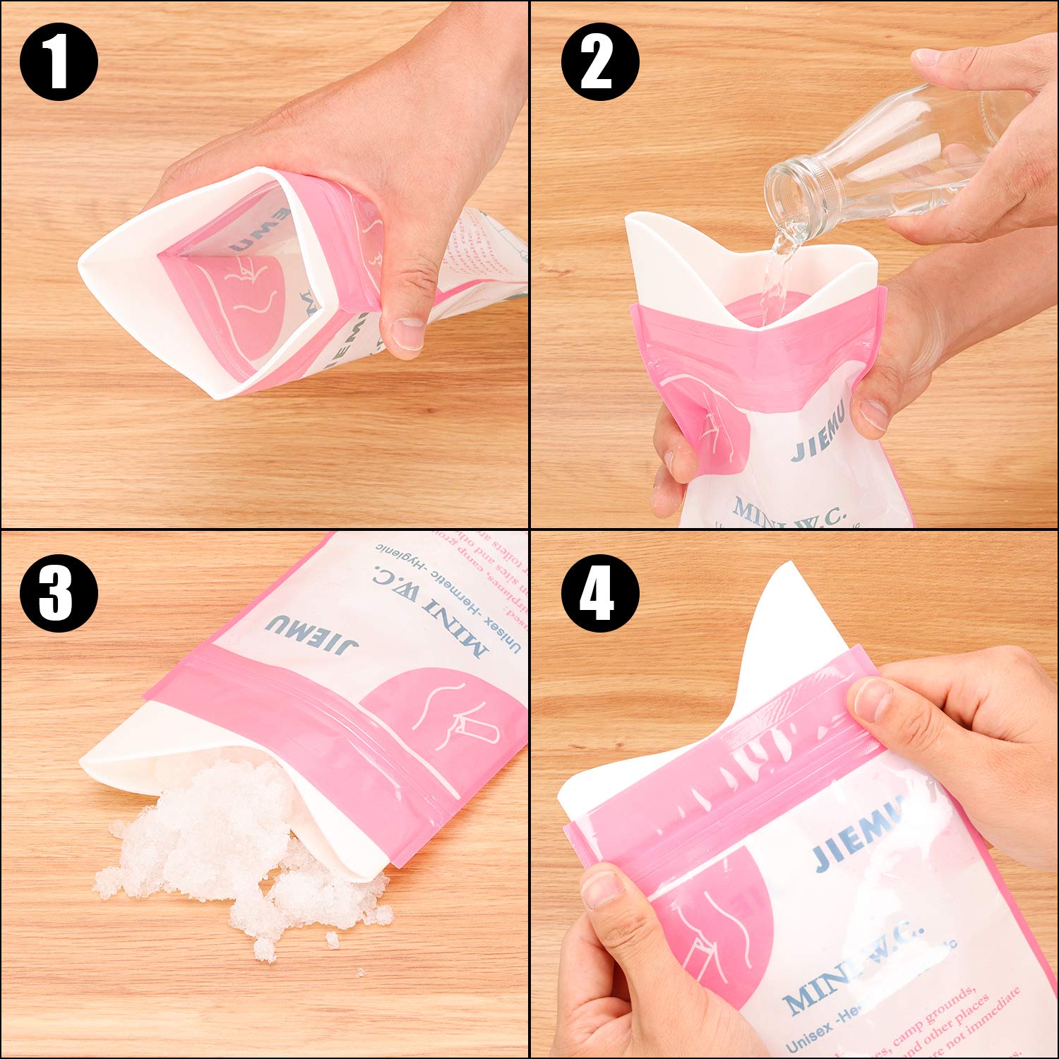 8 Pack Disposable Urine Bags for Travel & Emergency - Portable Pee Bags for Camping, Traffic Jams, Hospitals - Unisex Design for Men, Women & Kids - Ideal for Road Trips, Outdoor Adventures & Medical Needs (Pink)