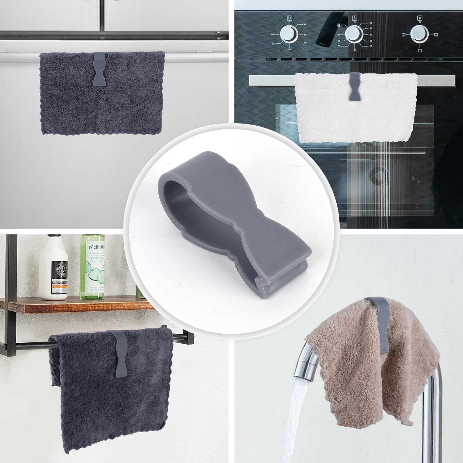 4 Pack Towel Clips for Kitchen & Bathroom - Secure Towels on Oven Handle, Dishwasher, Stove & Rack - No More Falling Towels - Perfect for Cooking, Cleaning & Home Organization