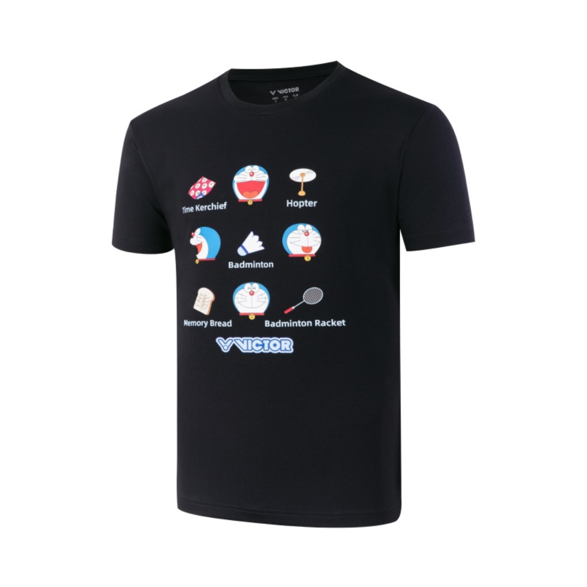 Victor X Doraemon Unisex Graphic T-Shirt 503DRM C - Soft Cotton Casual Tee for Men & Women [Black] | Anime Fashion, Streetwear, Cosplay & Everyday Wear