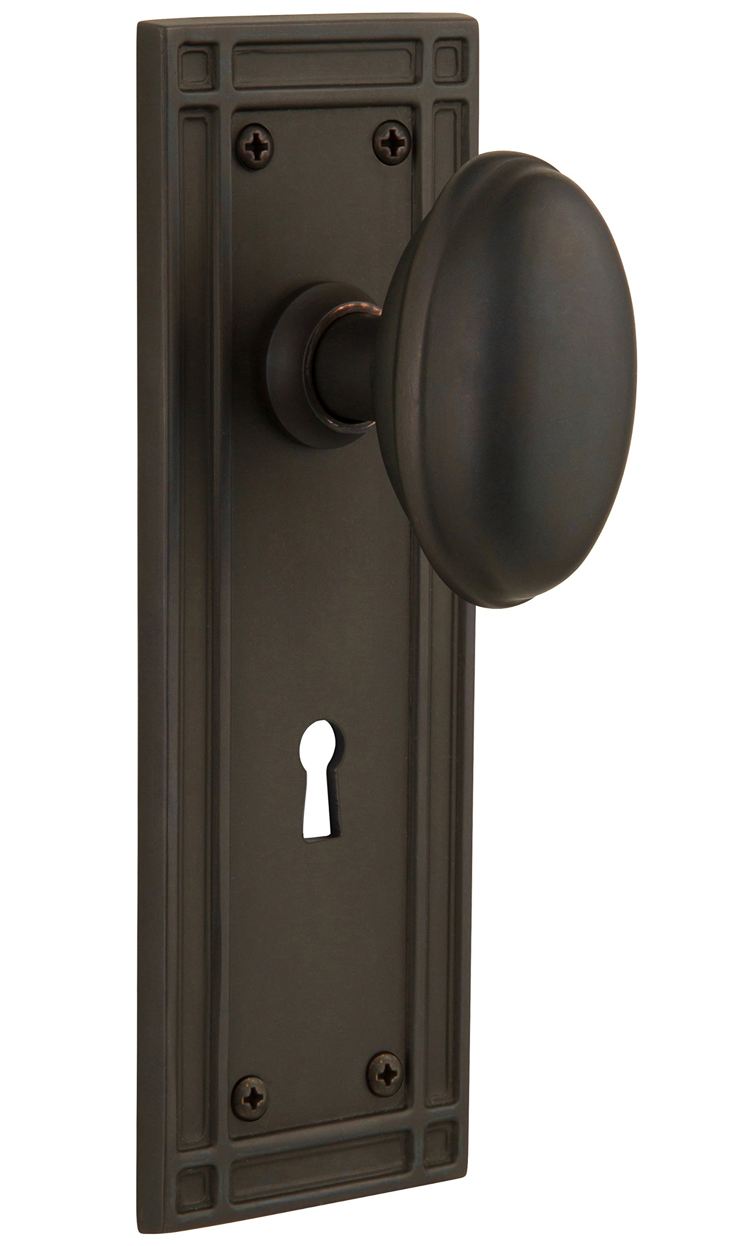 Vintage Mission Style Keyhole Plate with Homestead Knob - Oil Rubbed Bronze Single Dummy Door Plate for Farmhouse, Cottage & Rustic Home Decor