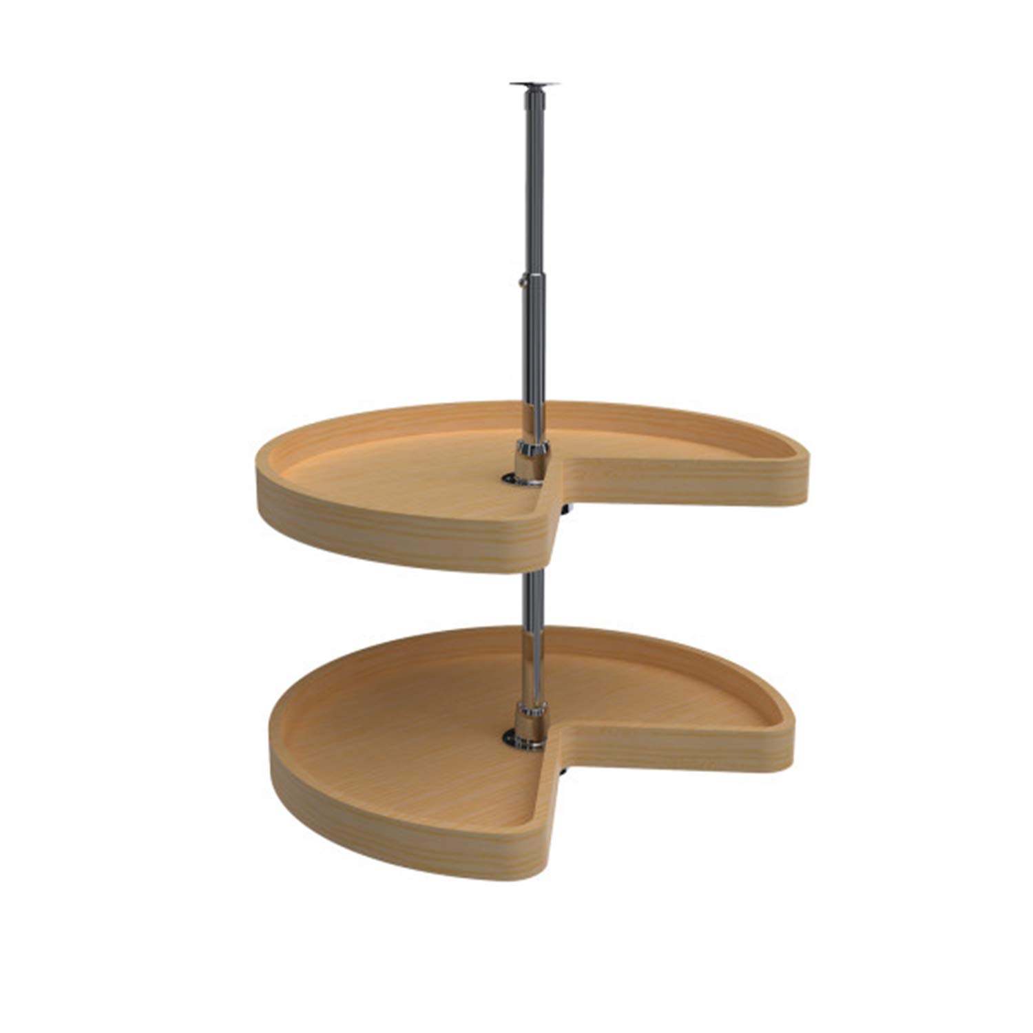 Rev-A-Shelf 4WLS472-24-52 24-Inch Wooden 2-Tier Kidney Shaped Lazy Susan Turntable - Cabinet Organizer for Lower & Corner Base Kitchen Storage - Perfect for Spices, Canned Goods & Small Appliances