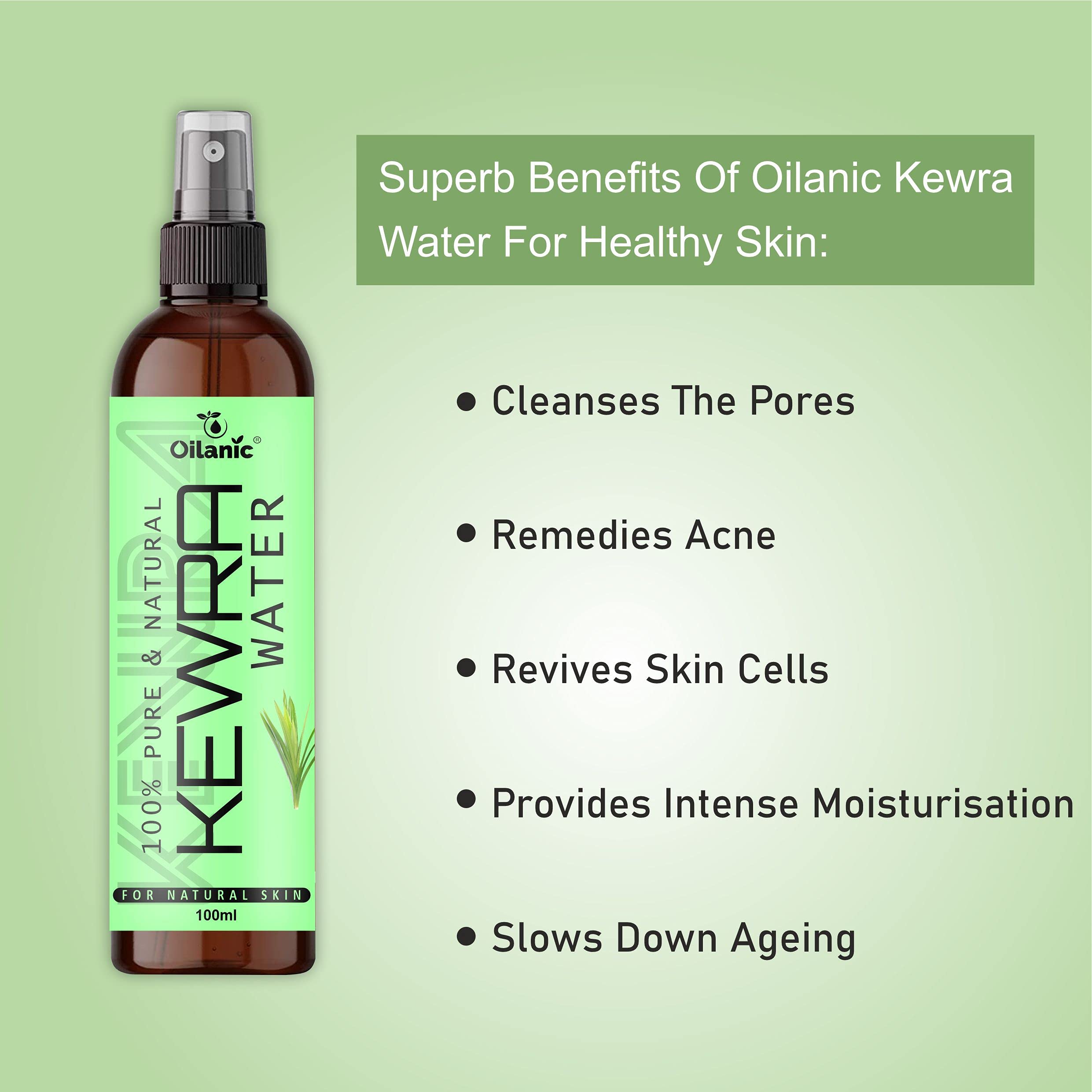 Oilanic Premium Kewra Water for Men & Women - 3 Bottles (100ml Each, 300ml Total) | Natural Fragrance, Long-Lasting Scent | Perfect for Aromatherapy, Home Refresh & Personal Care
