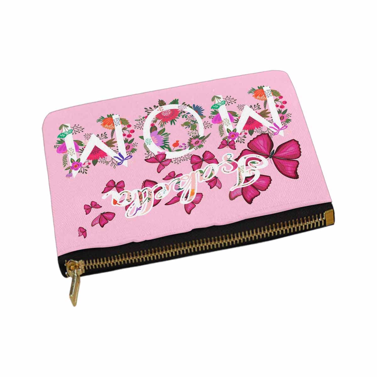 Personalized Makeup Bag with Butterfly Floral Design - Custom Name Cosmetic Pouch for Women, Mom Gift Idea (Pink) | Perfect for Travel, Mother's Day, Bridal Shower & Daily Organizer