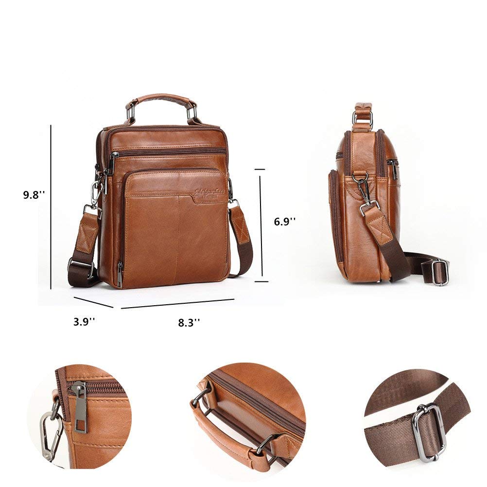 Genuine Leather Messenger Bag for Men - Crossbody Shoulder Bag & Briefcase - Perfect for Work, Travel, and Business Commutes