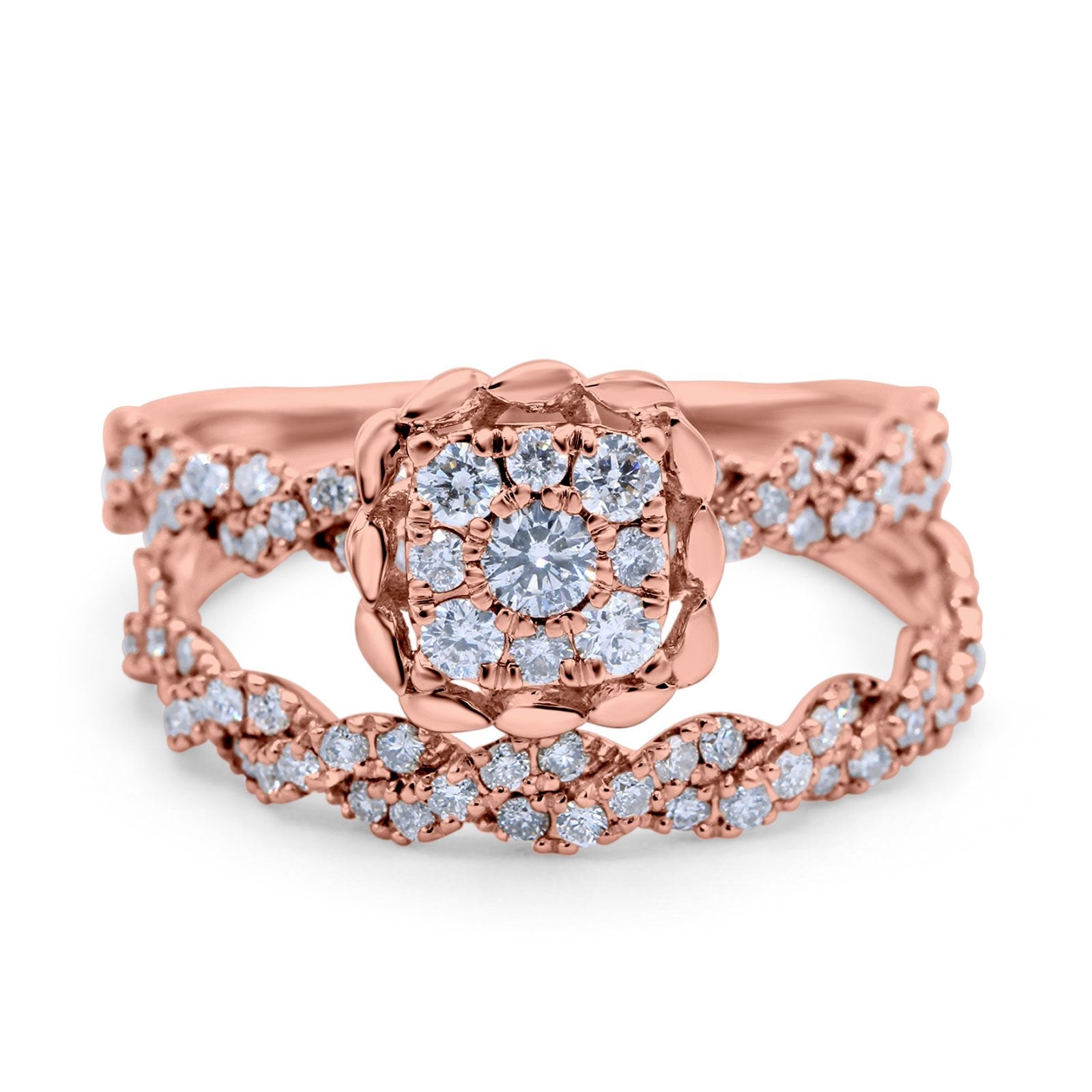 14K Gold 0.75ct Round 10.8mm G SI Diamond Engagement Ring Set - Bridal Wedding Band for Women, Perfect for Proposals, Anniversaries & Special Occasions