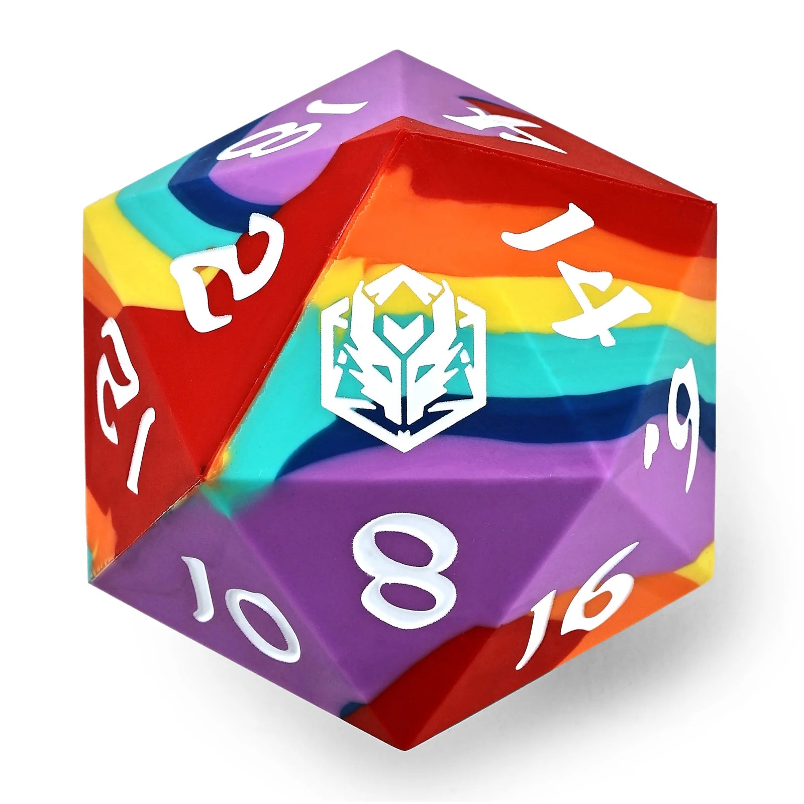 55mm Chonk Rubber Silicone D20 Dice Set - Rainbow Realms Colorful Polyhedral Dice for D&D, RPG, MTG & Tabletop Gaming - Perfect for Dungeon Masters & Players