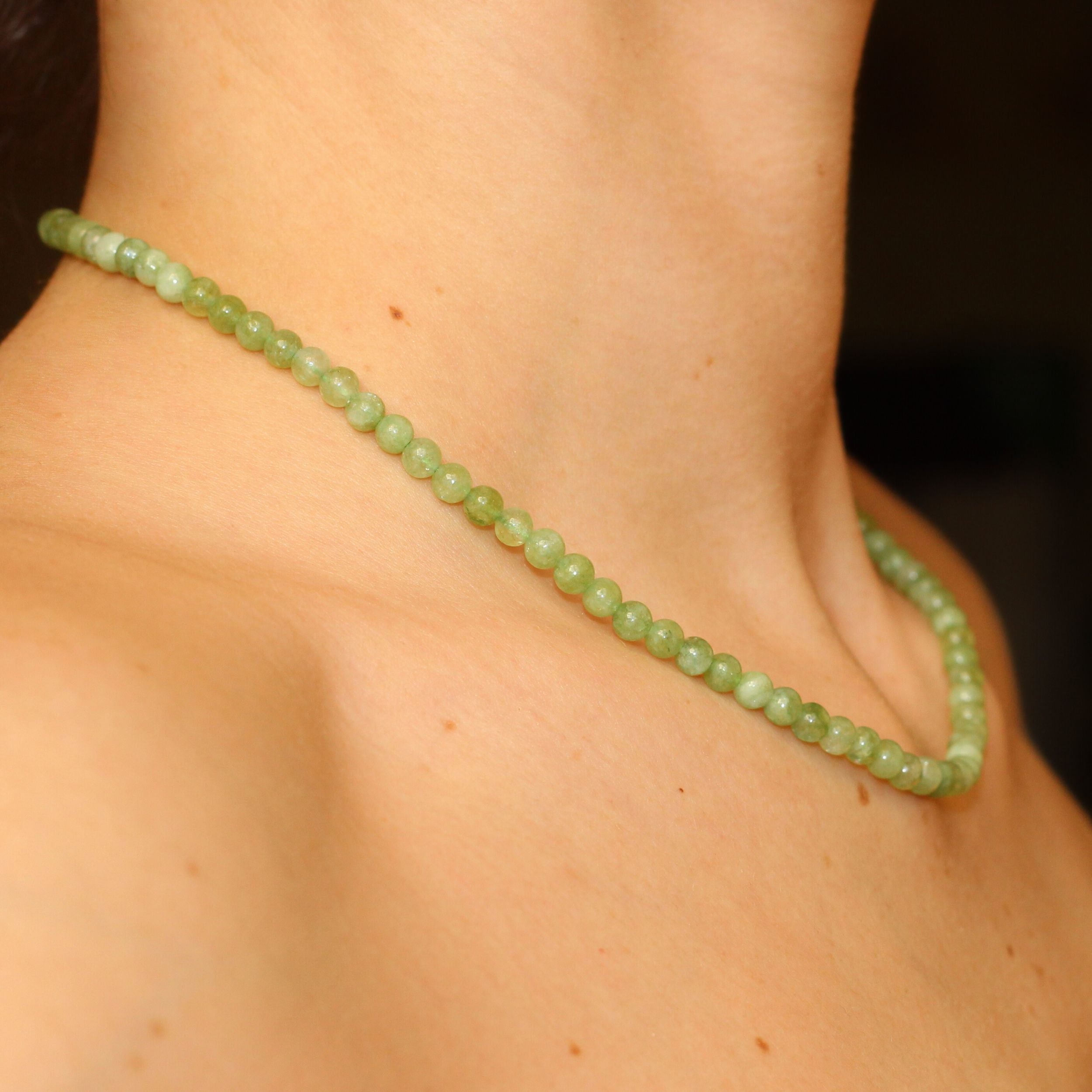 Peridot Beaded Necklace for Women - Dainty Mini Green Gemstone Jewelry - Perfect for Everyday Wear, Gift Giving & Special Occasions