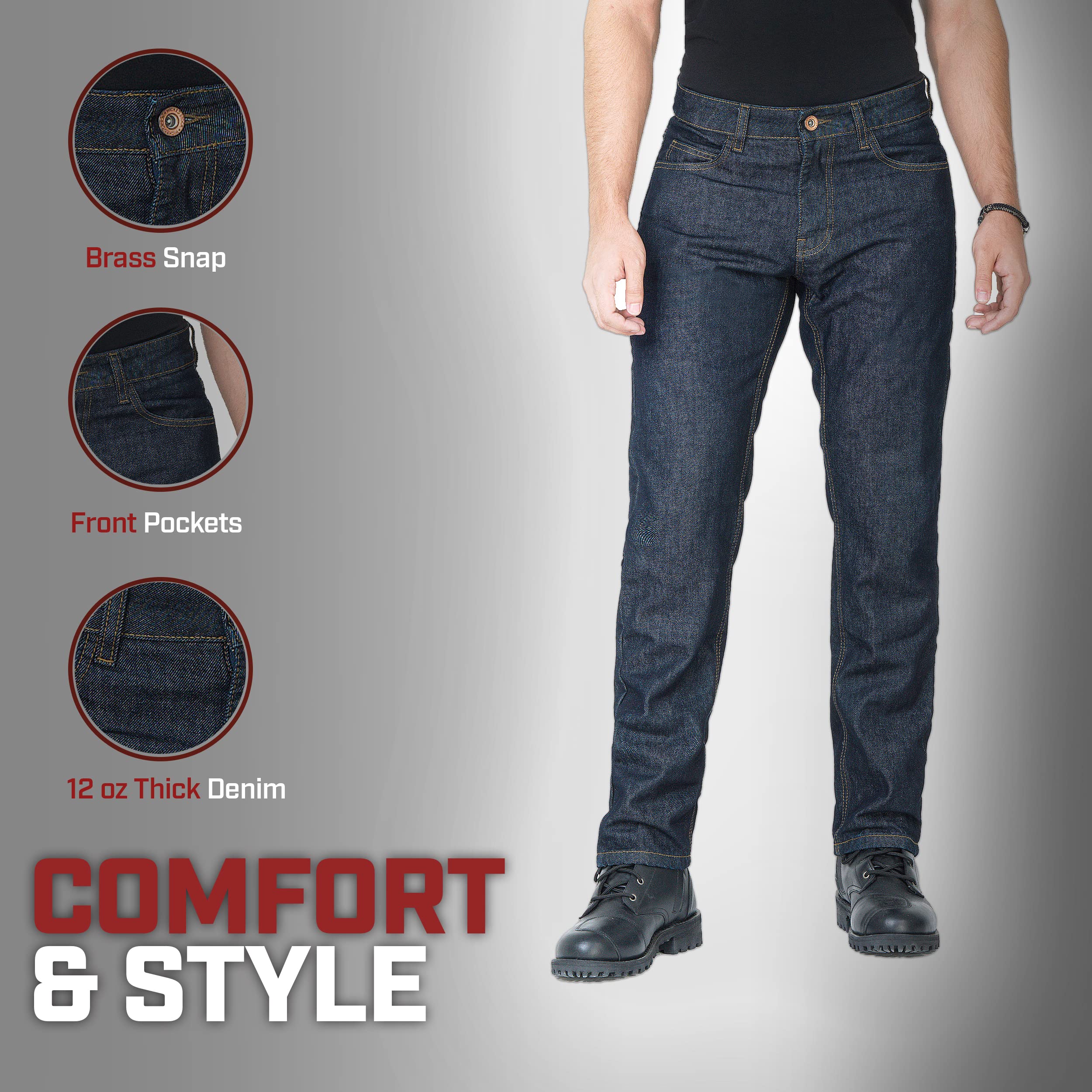 Men's Motorcycle Riding Jeans with CE Level 2 Armor - Dirtbike & Dual Sport Pants for Adventure Riding