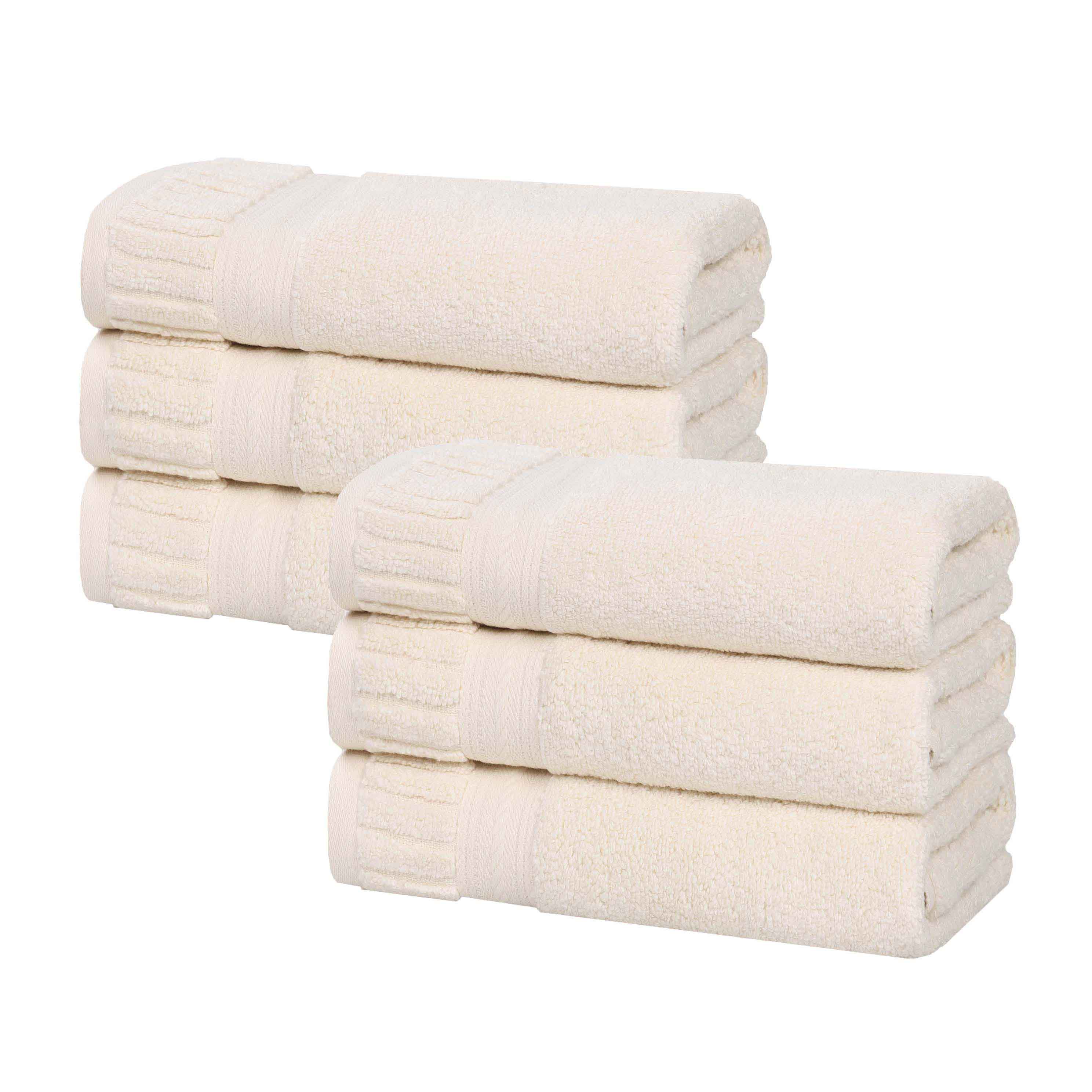 Premium Venice Zero Twist Cotton Medium Weight Absorbent Hand Towels - Set of 6, Soft & Quick-Drying for Kitchen, Bathroom & Guest Use