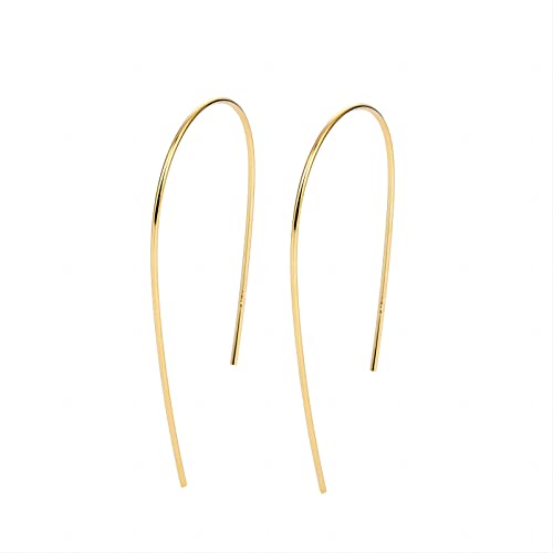 14K Gold & 925 Sterling Silver Pull Through Threader Earrings - Hypoallergenic Open Hoop Wire Earrings for Women & Teens | Handmade Jewelry for Everyday Wear & Special Occasions