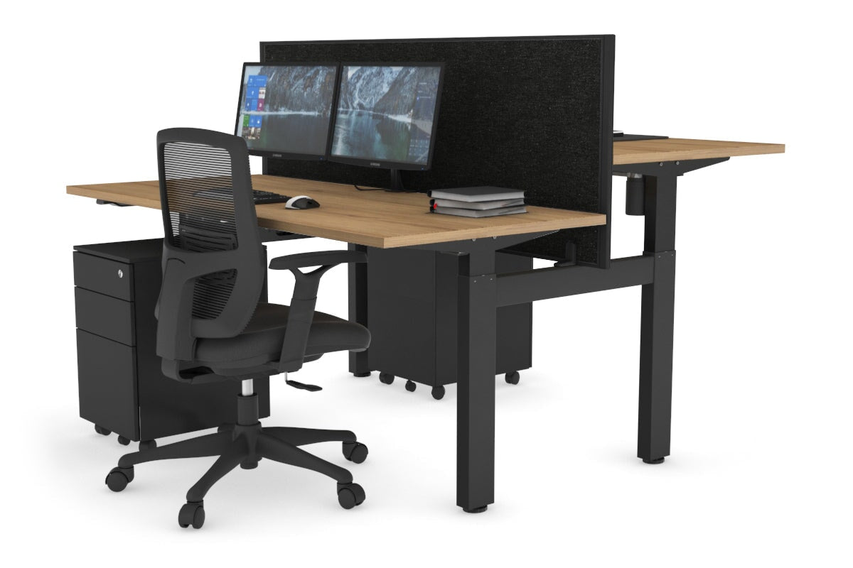 Adjustable 2-Person H Bench Workstation - Black Frame [1200L x 700W] - Perfect for Office, Workshop, or Home Use