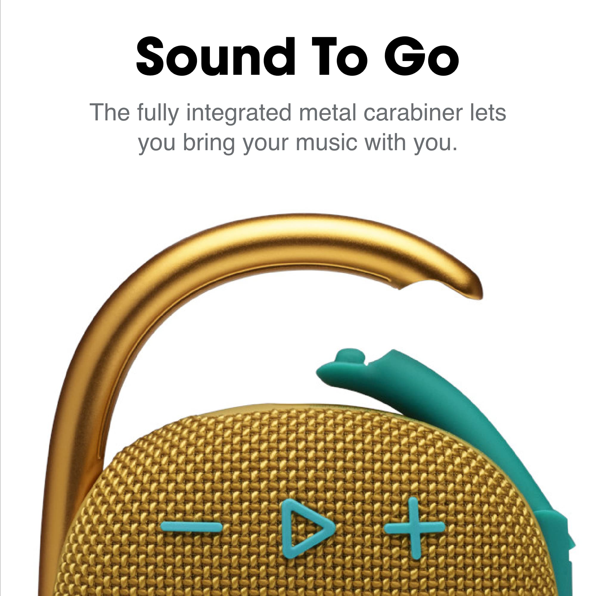 JBL Clip 4 Portable Bluetooth Speaker - IP67 Waterproof & Dustproof - 10 Hours Playtime - Wireless Speaker for Outdoor, Travel, Hiking, Beach & Pool - Yellow