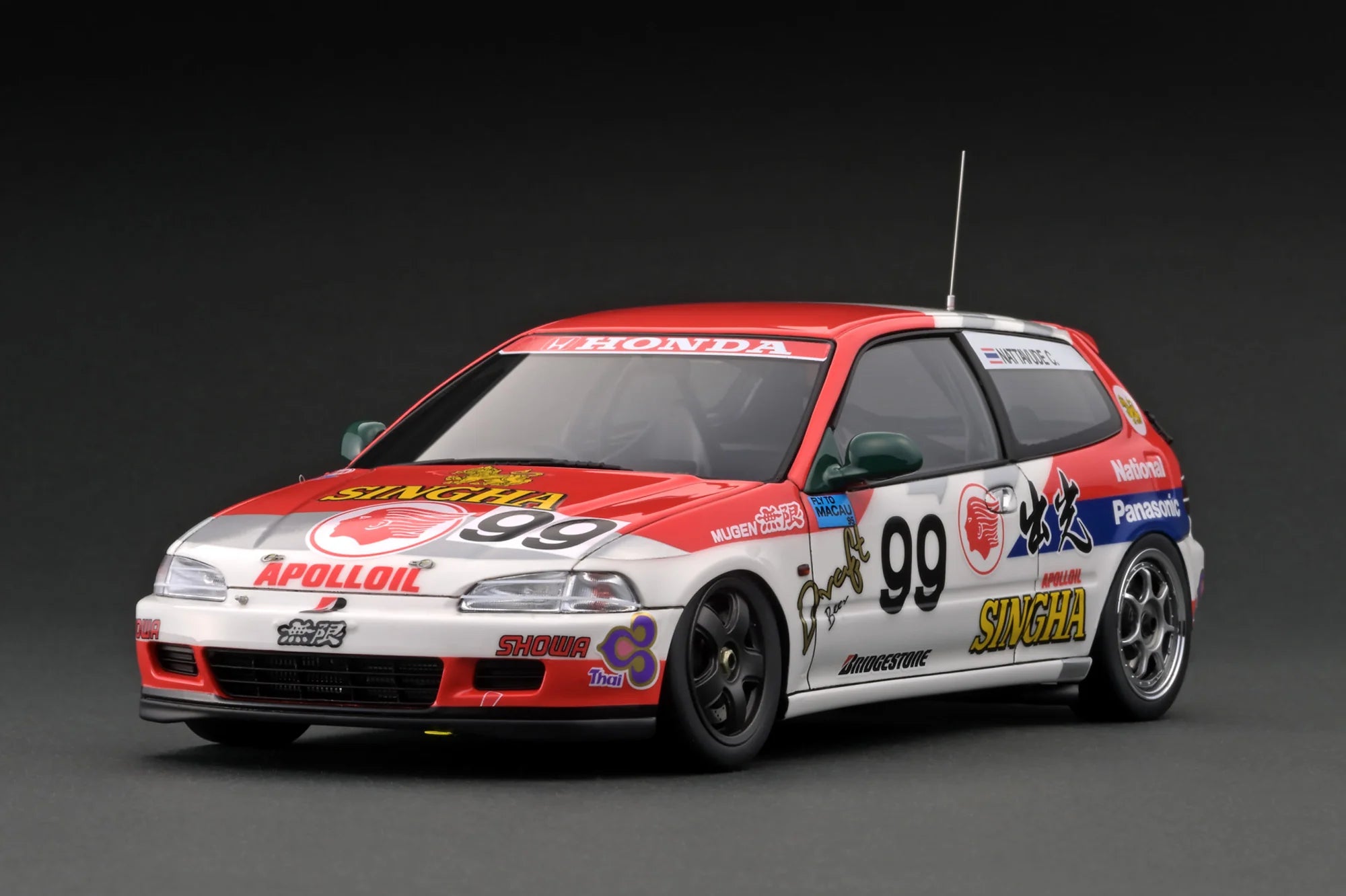1:18 Scale Ignition Model Honda Civic EG6 - Itoham MOTION Mugen CIVIC (#99) 1994 Macau Cup Race Car - Diecast Collectible for Racing Enthusiasts & Model Car Displays