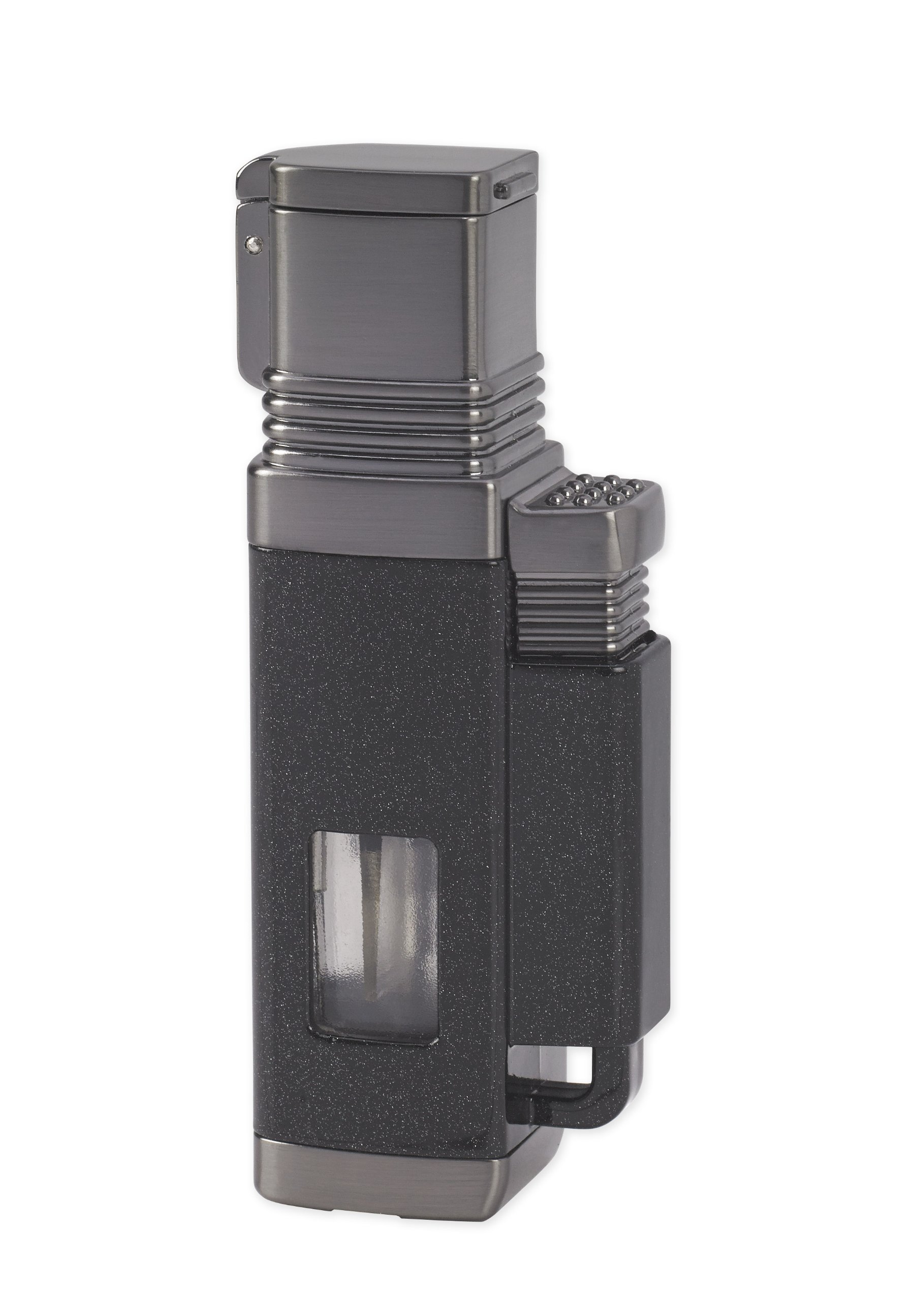 VertiGo Churchill Lighter - Windproof Quad Torch Flame Butane Lighter for Cigars, Outdoor Camping & BBQ (Black)