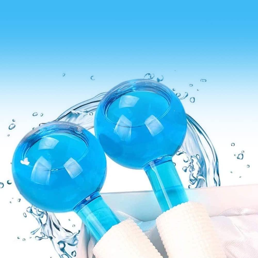 Ice Globes Facial Roller for Face & Eye Neck Circle - 2 Pack Cold Crystal Glass Ball Skin Massagers for Redness Soothing, Wrinkle Removal & Beauty Care | Perfect for Morning Routine, Spa Day & Post-Workout Recovery