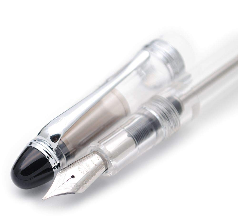 Vacuum Filling Fountain Pen - 0.7mm Medium Nib, Silver Clip for Smooth Writing