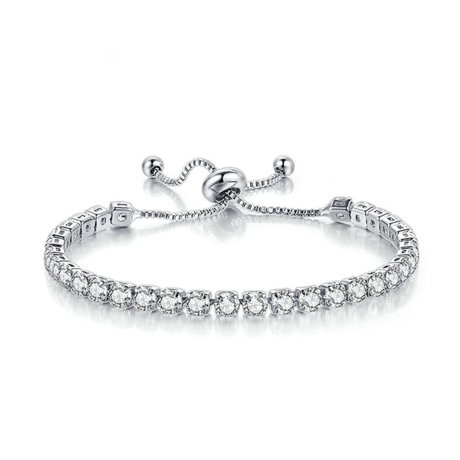 14K Gold Plated Tennis Bracelet for Women | Sparkling Cubic Zirconia Adjustable Slider Bangle | Elegant Dainty Jewelry for Everyday Wear, Parties & Special Occasions