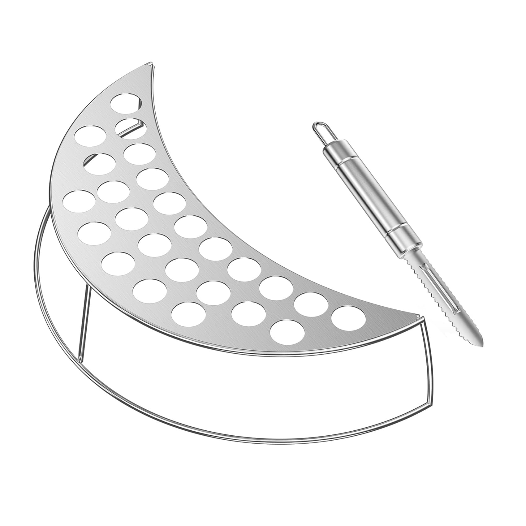 Skyflame Stainless Steel Jalapeno Grill Rack - Large 25-Hole Chili Pepper Holder for Chicken Wings, Legs & Vegetables | Perfect for Charcoal Kettle & Ceramic Grills | Outdoor BBQ, Camping & Backyard Cooking