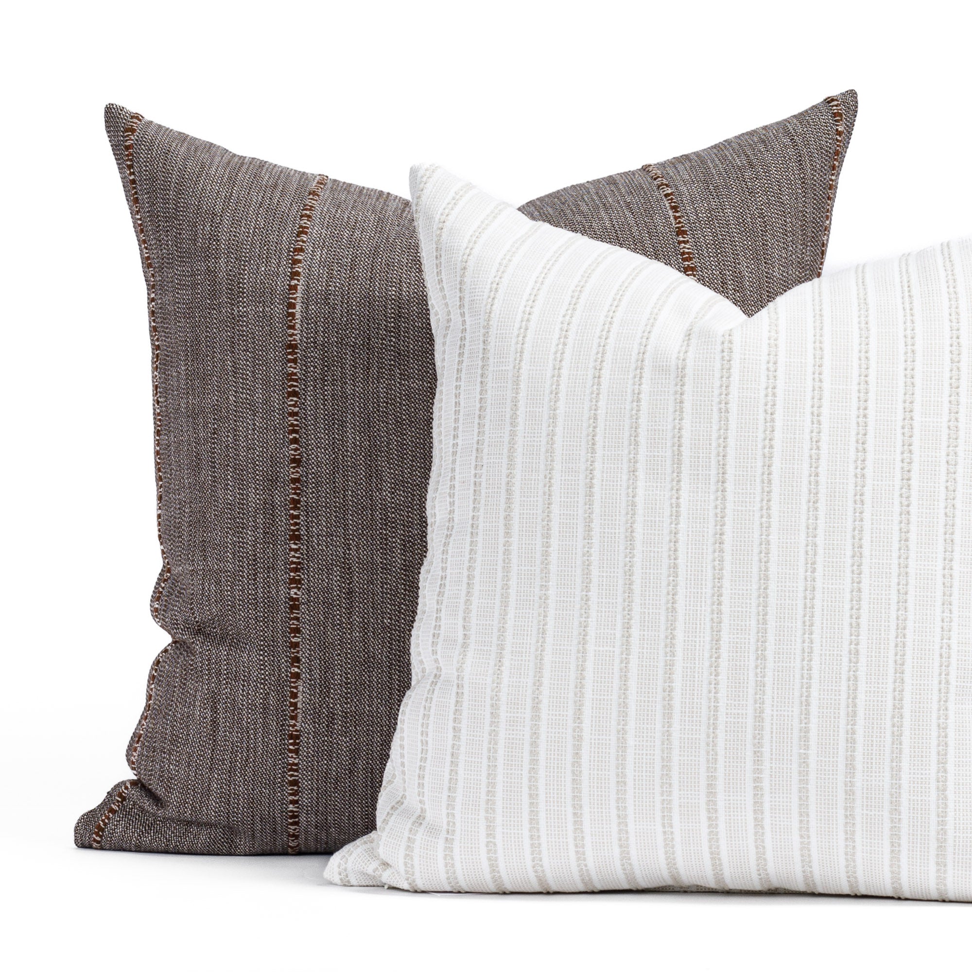 Brooklyn Stripe 22x22 Inch Decorative Throw Pillow Cover - Chocolate Brown - Perfect for Sofa, Bed, Couch & Home Decor