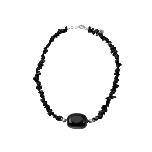 Onyx Nugget Necklace for Women - Handmade Barse Jewelry - Elegant Black Stone Pendant for Everyday Wear & Special Occasions