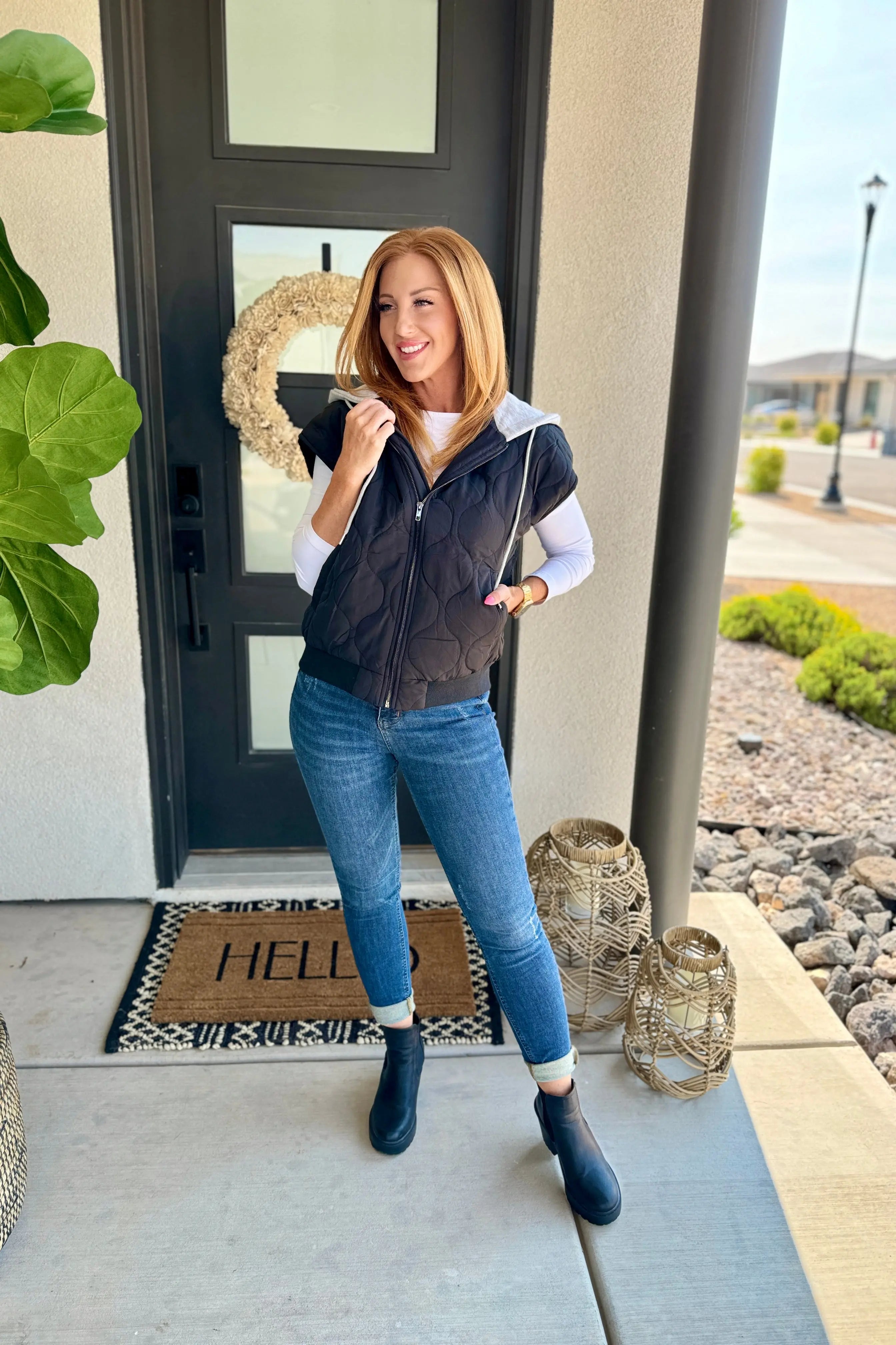 PREORDER: Cheyenne Hooded Puffer Vest for Women - Lightweight Winter Jacket in Black & Navy Blue | Outdoor Hiking, Camping & Cold Weather Fashion
