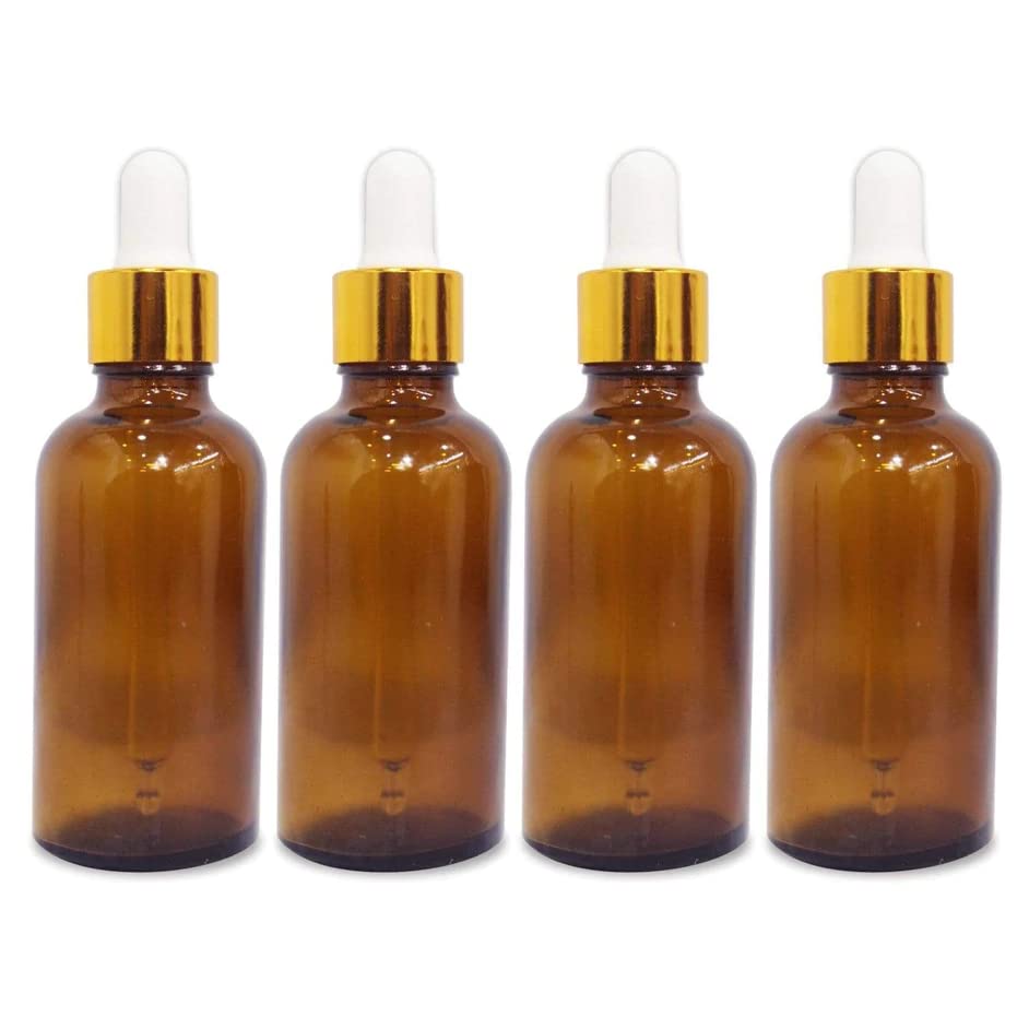 30ml Amber Glass Dropper Bottles with Golden White Glass Droppers - 3 Pack for Essential Oils, Cuticle Oils & Body Oils | Perfect for DIY Skincare, Aromatherapy & Herbal Tinctures