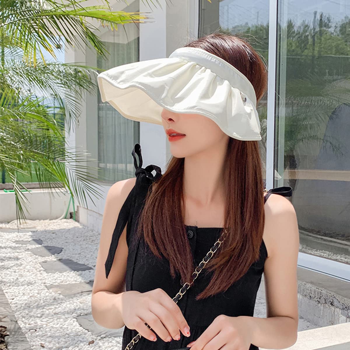 Women's Summer Sun Hat with Wide Brim - UPF 50+ UV Protection, Foldable & Adjustable Travel Hat for Beach, Hiking & Outdoor Activities - 2-in-1 Empty Top Design for Women & Girls