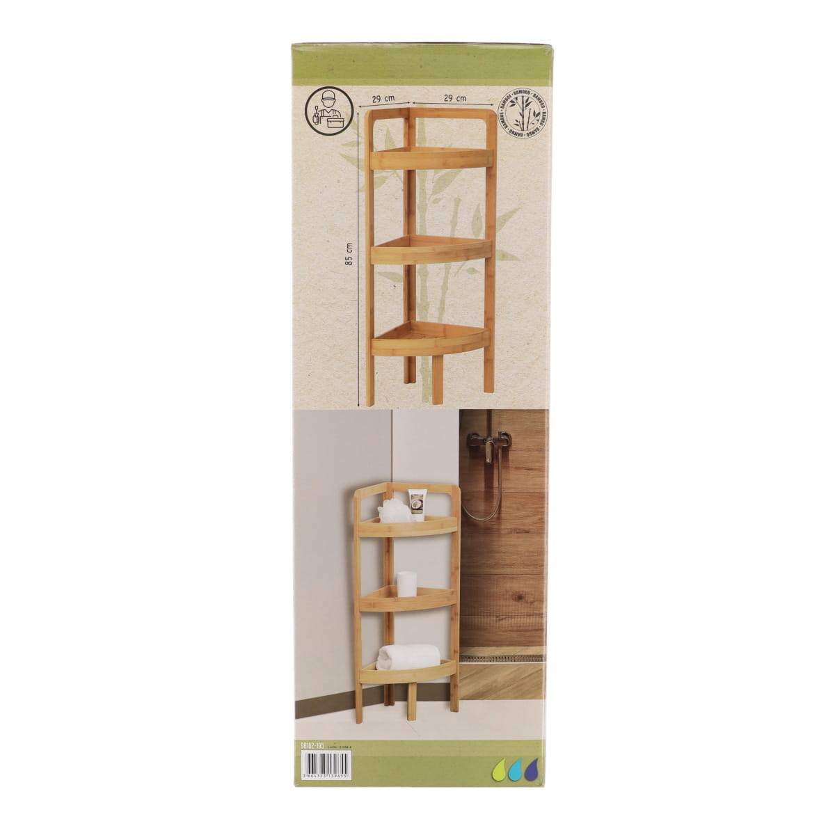 Space-Saving Corner Cabinet with 3 Slim Bamboo Shelves - Perfect for Bathroom, Kitchen & Small Spaces Storage Organization
