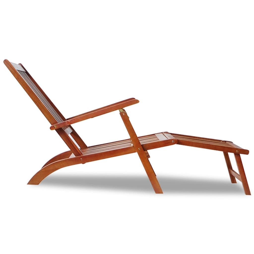 Premium Acacia Wood Patio Deck Chair with Adjustable Footrest - Outdoor Lounge Chair for Garden, Poolside, and Backyard Relaxation