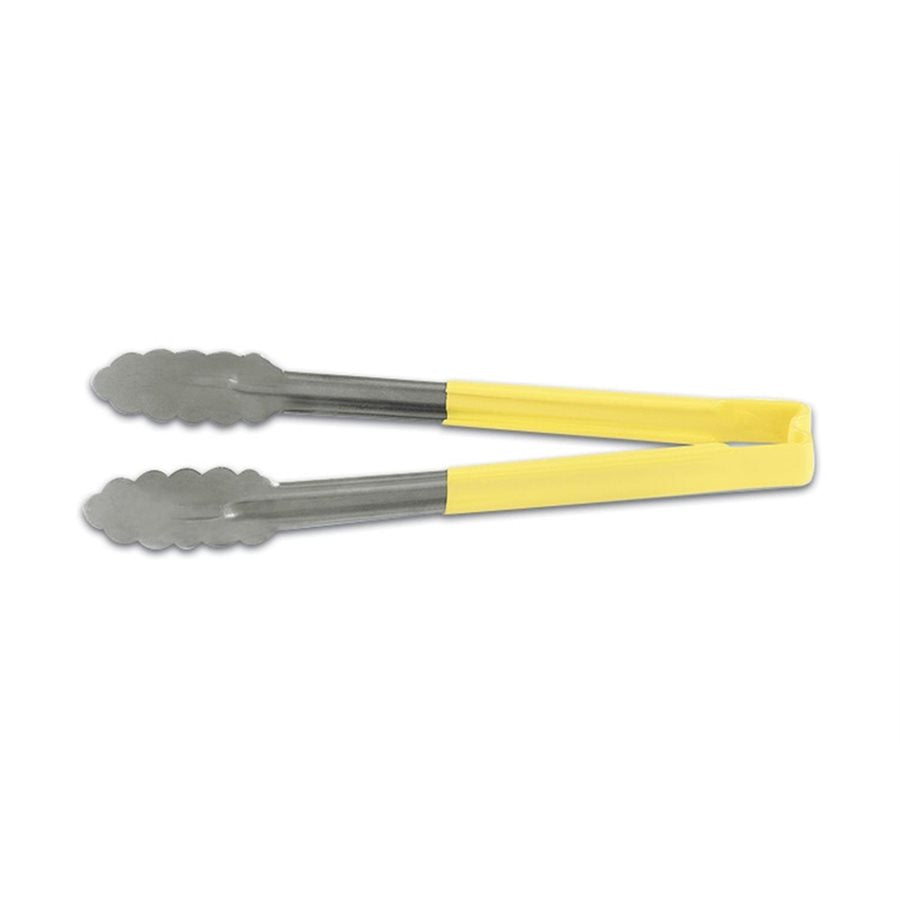Vollrath 12-Inch Stainless Steel Utility Tongs with Yellow Handle - Perfect for Grilling, BBQ, Cooking, and Serving Food