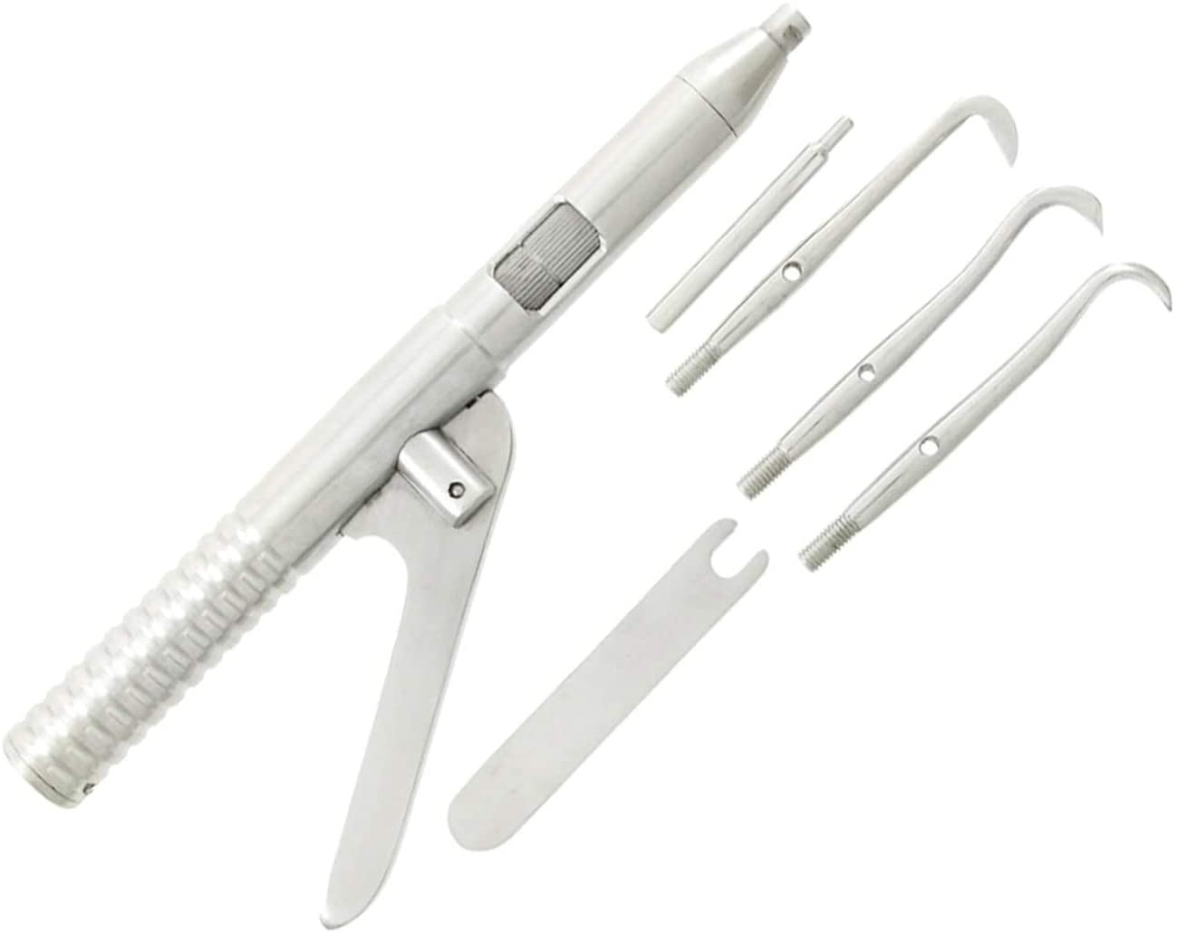 Professional Dental Automatic Crown Remover Gun - Spring Loaded with 4 Interchangeable Tips & Adjusting Wrench | Perfect for Dentists, Dental Clinics & Crown Removal Procedures