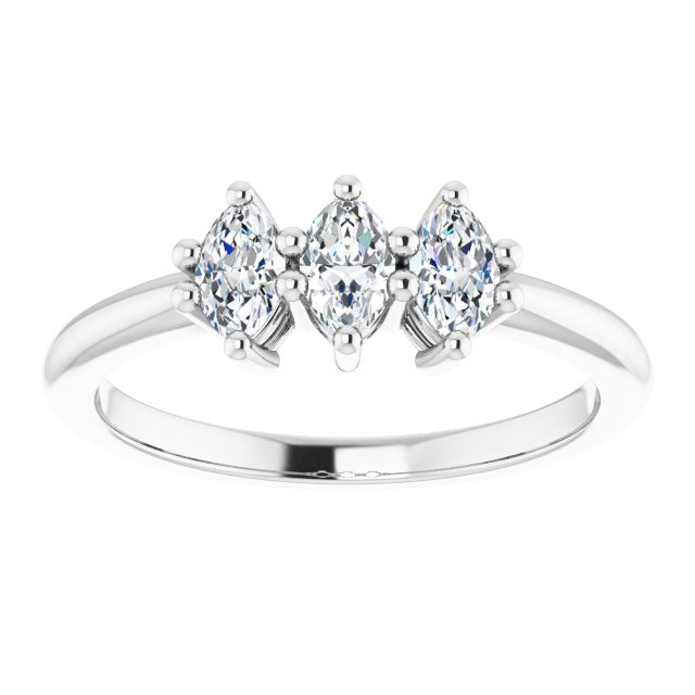 0.60 Carat Marquise Cut Diamond Wedding Band - 3 Stone Anniversary Ring for Women - Perfect for Engagement, Proposal & Special Occasions