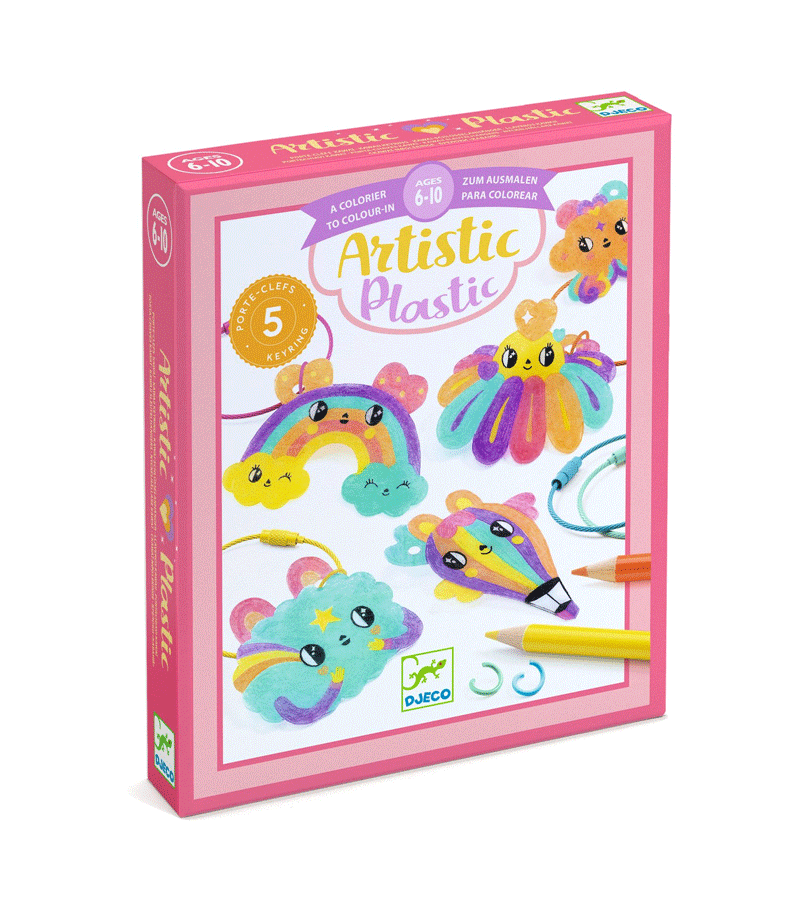 DJECO Artistic Plastic Kawaii Keychain Set - Cute Anime Character Keyrings for Backpacks, Purses & Gifts (12-Piece Collection)