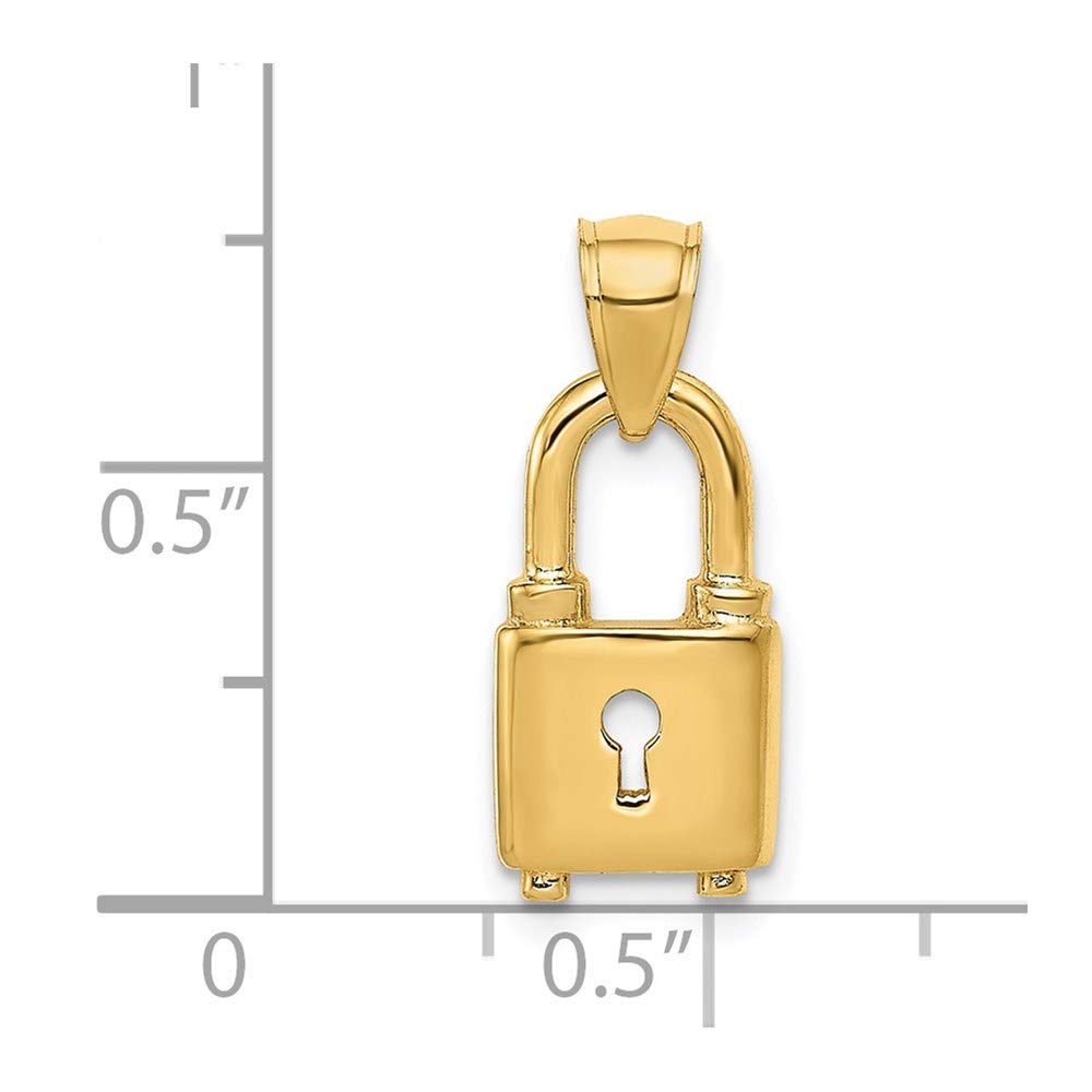 14k Yellow Gold Key Hole Lock Pendant - Elegant Necklace for Daily Wear