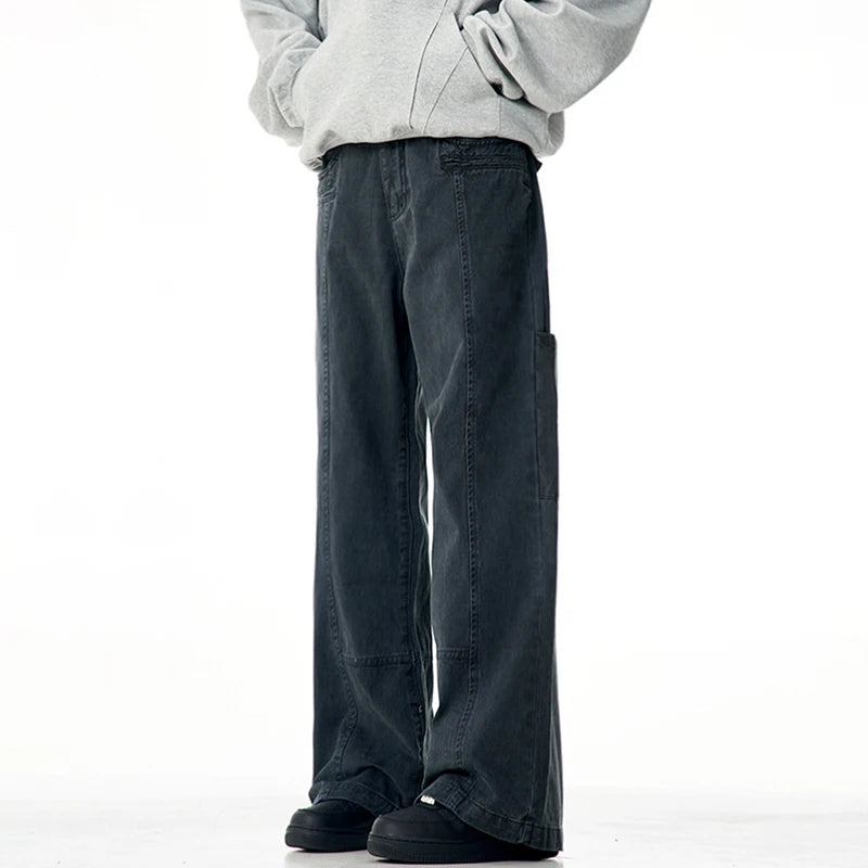 Men's Cargo Pants - Distressed Washed Straight Leg Tactical Pants for Men | Trendy High Street Style | Perfect for Outdoor Adventures, Workwear & Casual Wear | 9W1950