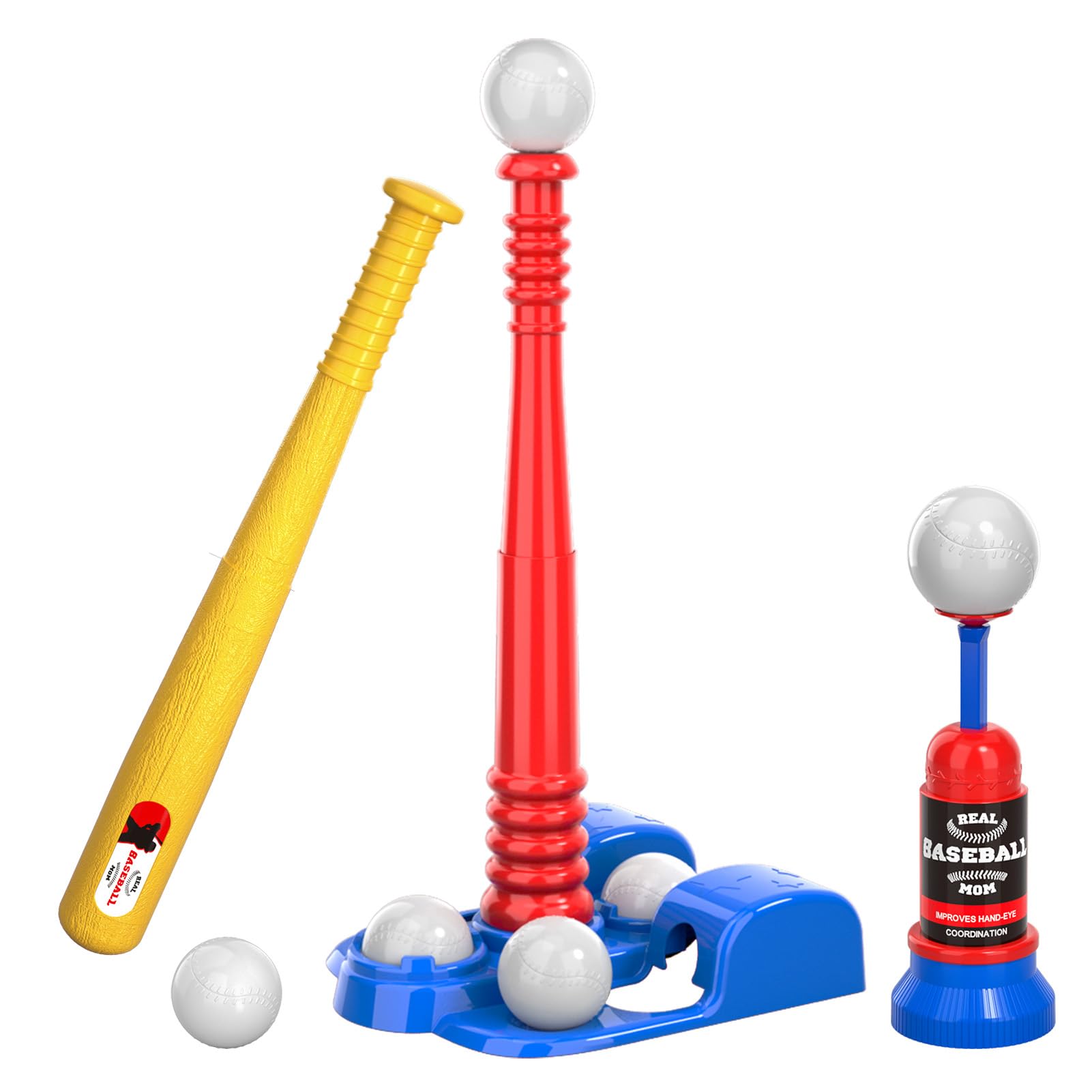 Bennol T-Ball Set for Kids Ages 3-8 - Baseball Tee & Auto Ball Launcher Toy for Boys & Girls - Indoor/Outdoor Sports Training Set - Perfect Gift for 3-6 Year Olds (Birthday, Backyard Play, Preschool PE Activity)