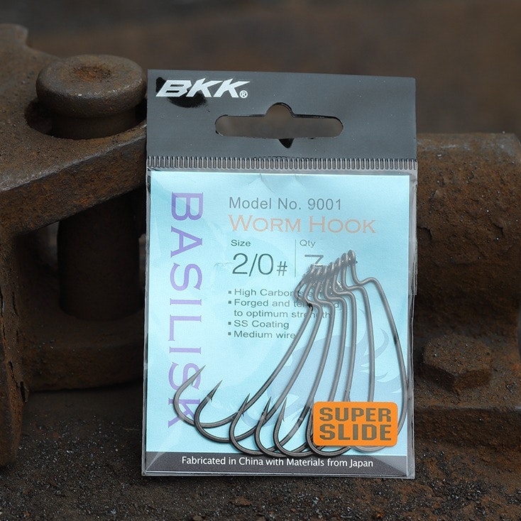 Premium BKK Basilisk Worm Fishing Hooks - Sharp Corrosion-Resistant Hooks for Bass, Trout & Freshwater Fishing - Ideal for Soft Plastic Worms, Lizards & Creature Baits