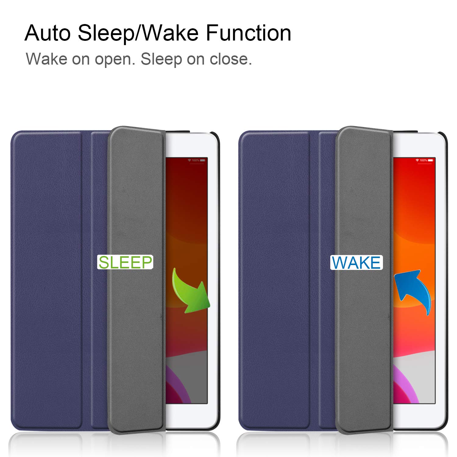 Slim Lightweight Protective Case for iPad 8th/7th Generation 10.2 Inch (2020/2019) - Auto Sleep/Wake Trifold Stand Cover - Navy Blue | Perfect for Work, Study & Travel