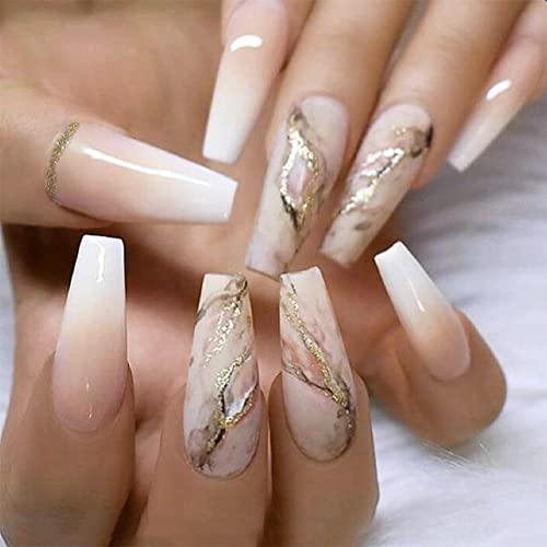 Marble False Nails-E