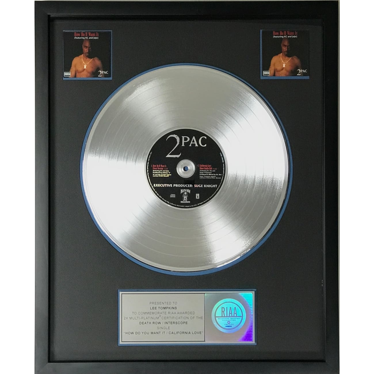 2Pac California Love/How Do U Want It 2x Multi Platinum Single Award - RARE Vintage Vinyl Record for Collectors & Music Lovers - Perfect for DJ Sets, Home Decor & Hip-Hop Memorabilia