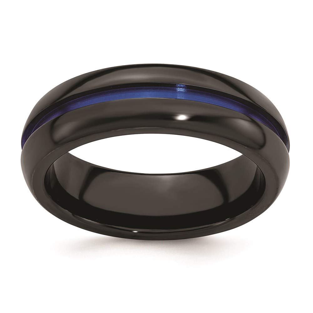 Men's Black Titanium Blue Anodized 7mm Wedding Band Ring - Durable Titanium Engagement Ring for Men, Perfect Gift for Husband, Boyfriend & Anniversary - Ideal for Proposals, Weddings & Everyday Wear