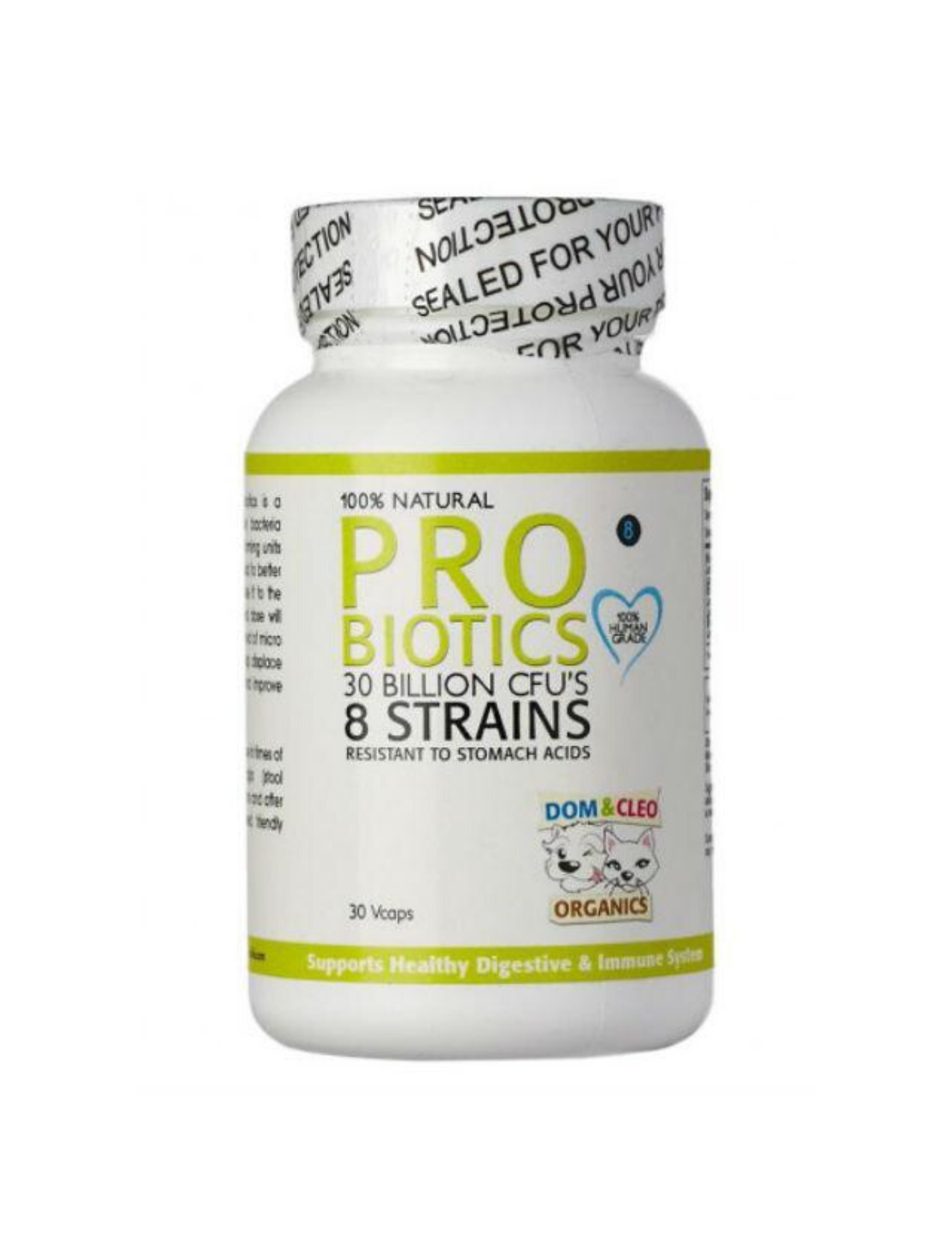Dom & Cleo Probiotics for Dogs & Cats - 30 Capsules | Digestive Health Supplement for Pets | Supports Gut Flora & Immune System | Ideal for Travel, Stress & Diet Changes
