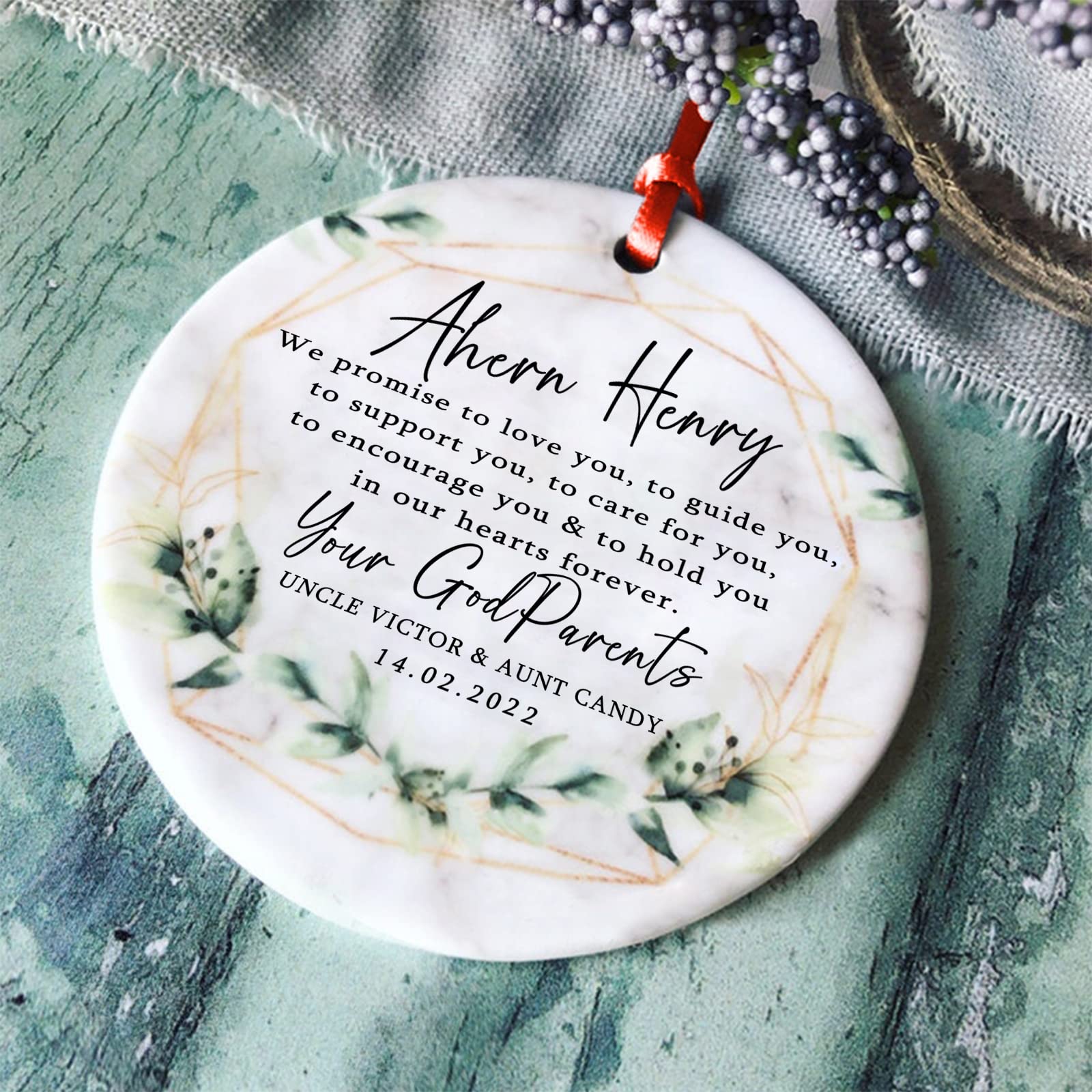Personalized Baptism Ornaments - Unique Baby Christening Gifts for Godson from Godfather & Godmother | Christian Keepsake for Boys | Perfect for Baptism Ceremonies, Baby Showers & Religious Celebrations