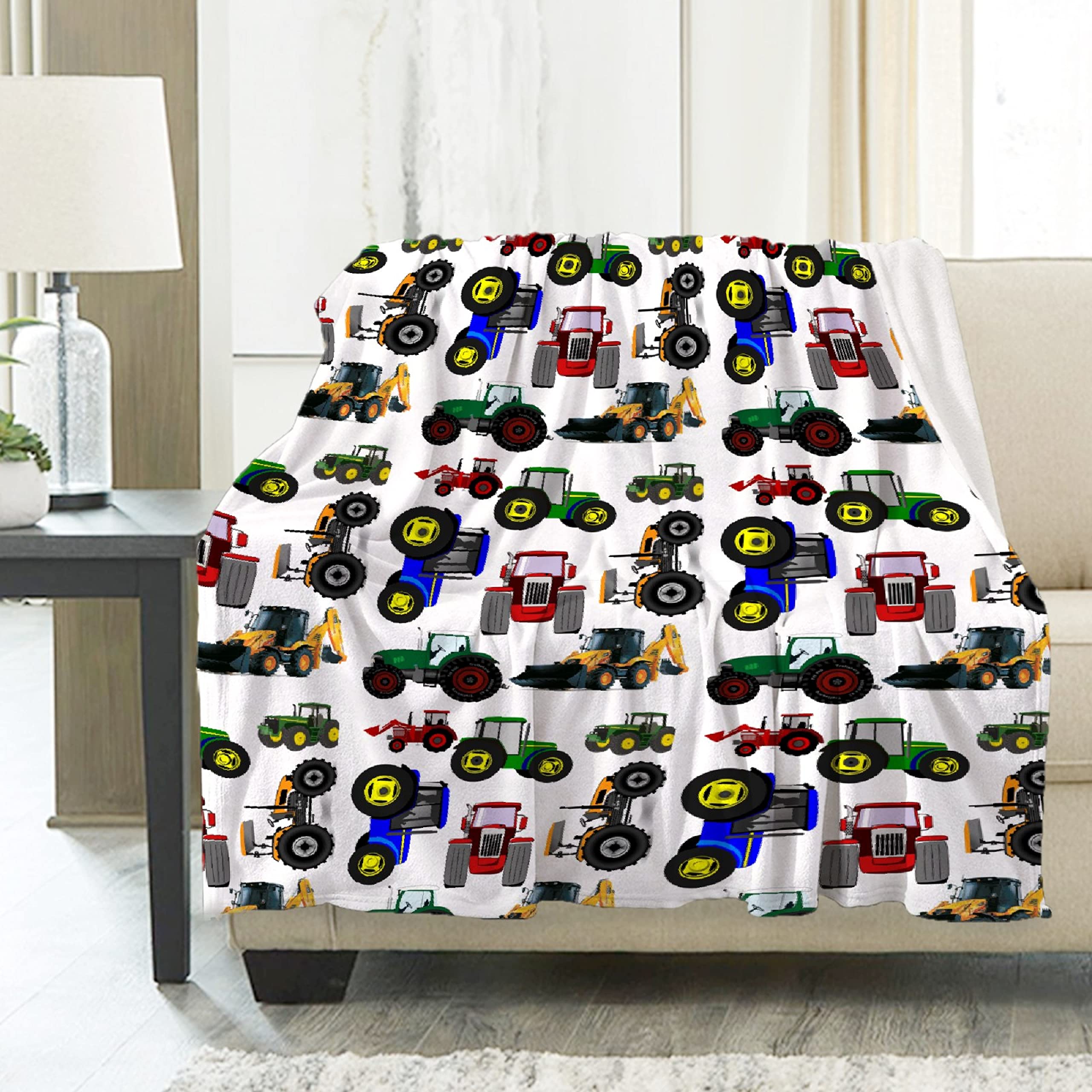 Ultra Soft Warm Lightweight Flannel Construction Truck Blanket Throw for Boys & Girls | XL 120