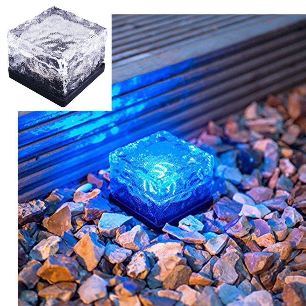 Solar Powered LED Ground Lights - Waterproof Color Changing Ice Rocks for Pathways, Gardens & Patios - Indoor/Outdoor Decorative Lighting (Blue) - Perfect for Landscape, Walkways & Backyard Ambiance