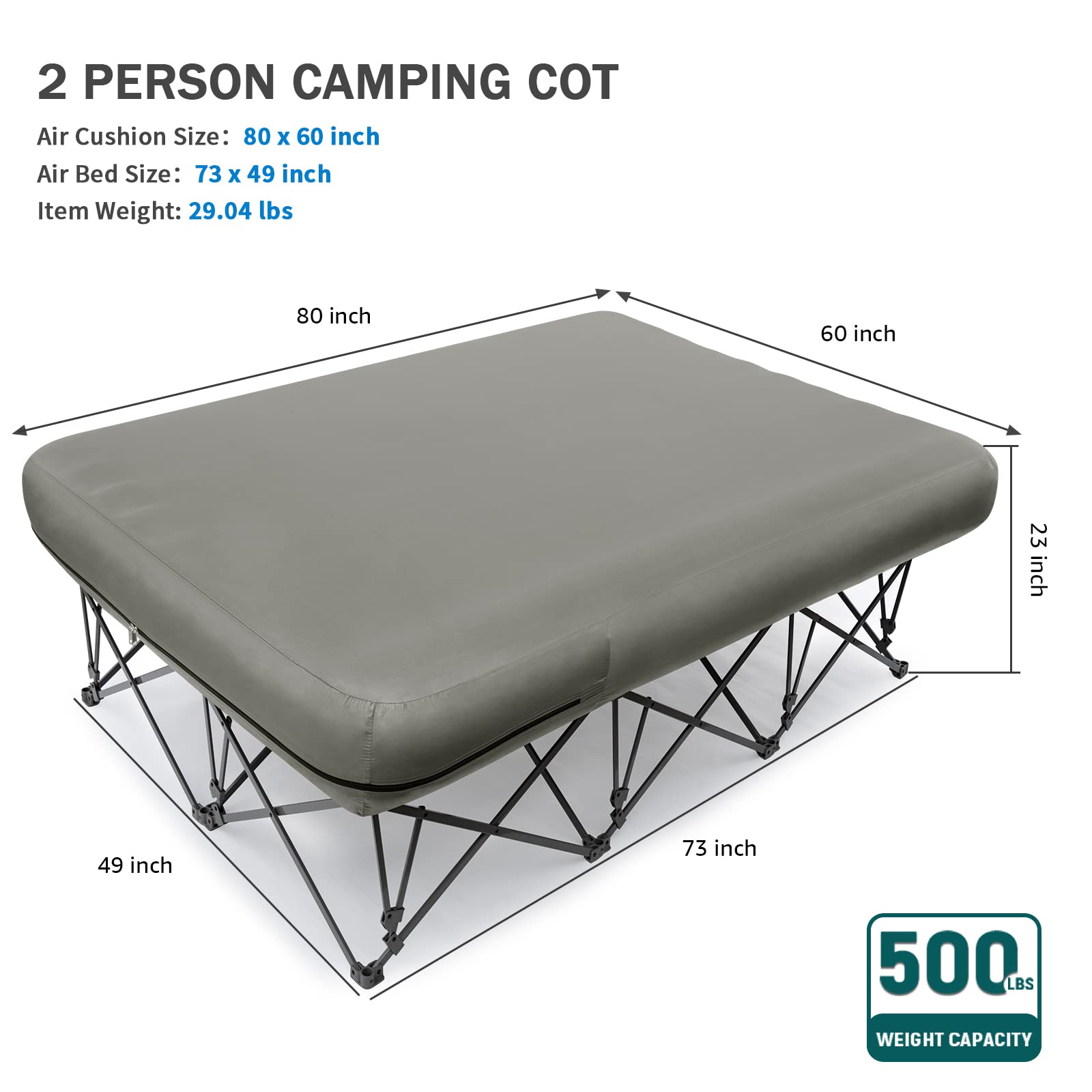 **KAMPKEEPER Portable Folding Camping Cot for Adults with Inflatable Air Mattress & Carry Bag - Heavy Duty Outdoor Sleeping Cot for Camping, Travel, Beach, and Backpacking (Air Pump Not Included)**