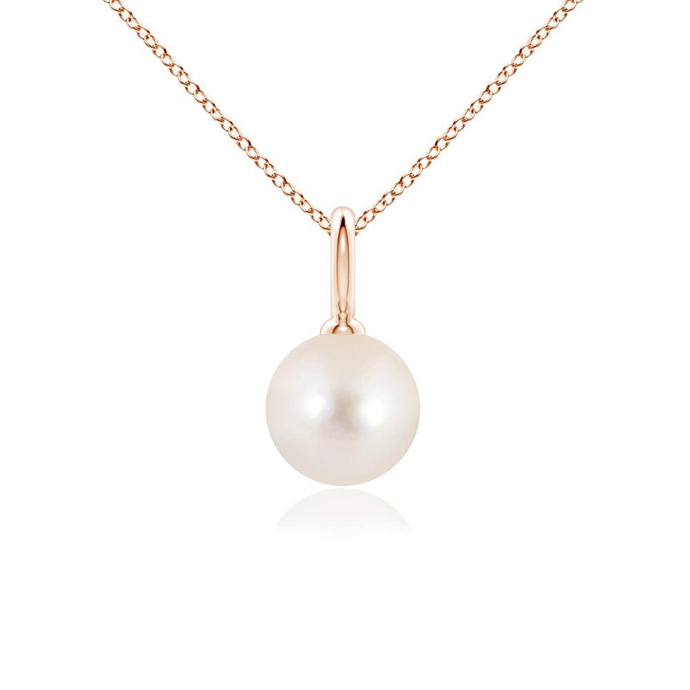 8mm Classic Freshwater Cultured Pearl Solitaire Pendant Necklace - Elegant Jewelry Gift for Women, Perfect for Weddings, Anniversaries & Special Occasions
