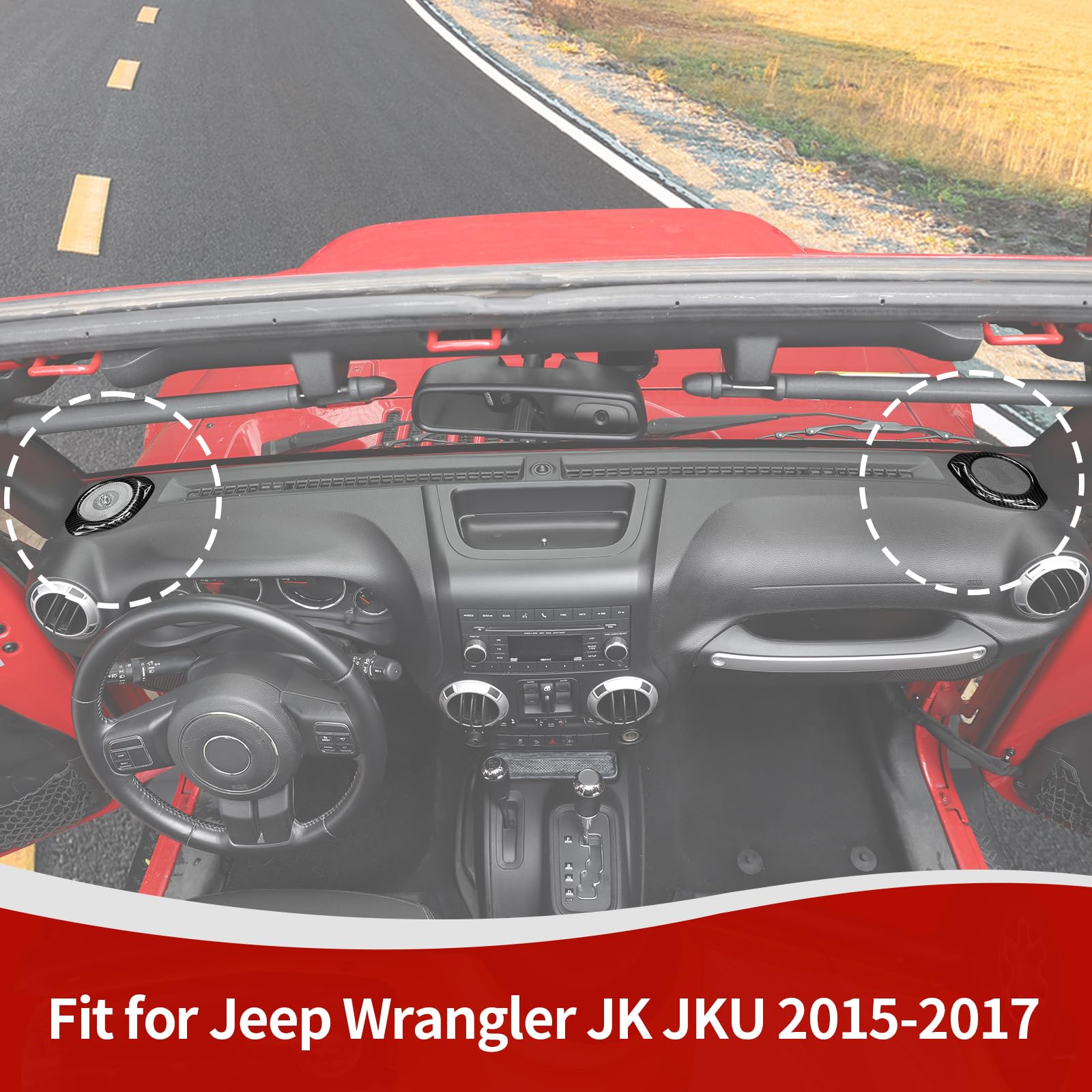 RT-TCZ ABS Black Carbon Fiber A Pillar Speaker Trim Cover for Jeep Wrangler JK JKU 2015-2017 - Interior Accessories (2pcs) - Upgrade Your Ride with Premium Sound & Style